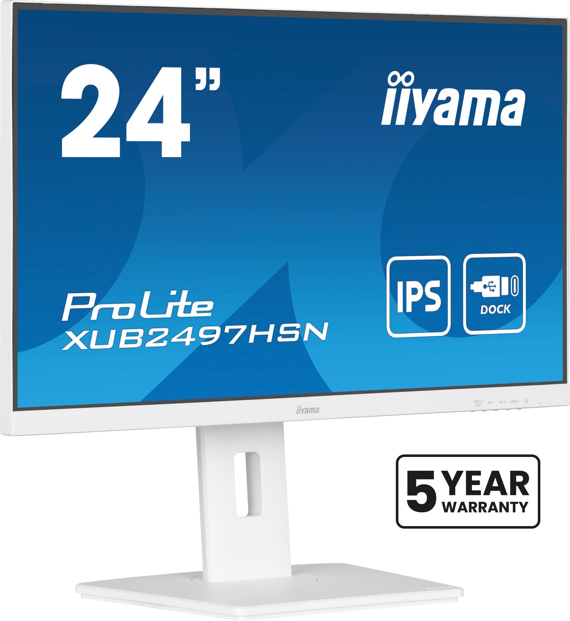iiyama ProLite XUB2497HSN-W2 Monitor PC 60,5 cm [23.8] 1920 x 1080 Pixel Full HD LED Bianco (iiyama - 24' IPS technology panel with USB-C dock and RJ45)