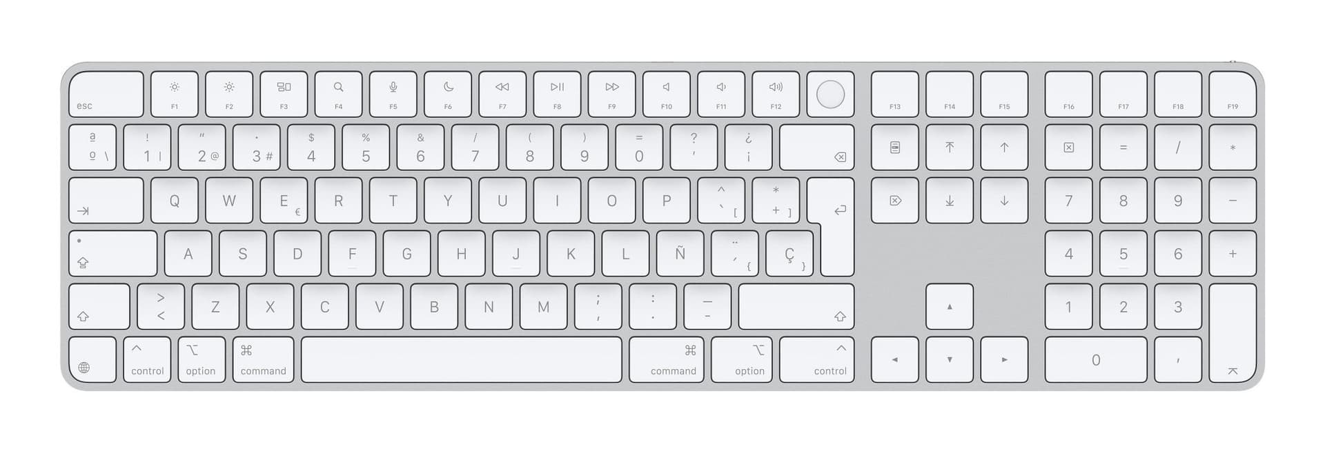 Apple Magic tastiera Universale USB + Bluetooth QWERTY Spagnolo Bianco (MAGIC KEYBOARD NUMERIC - SPANISH WHITE) - Versione UK
