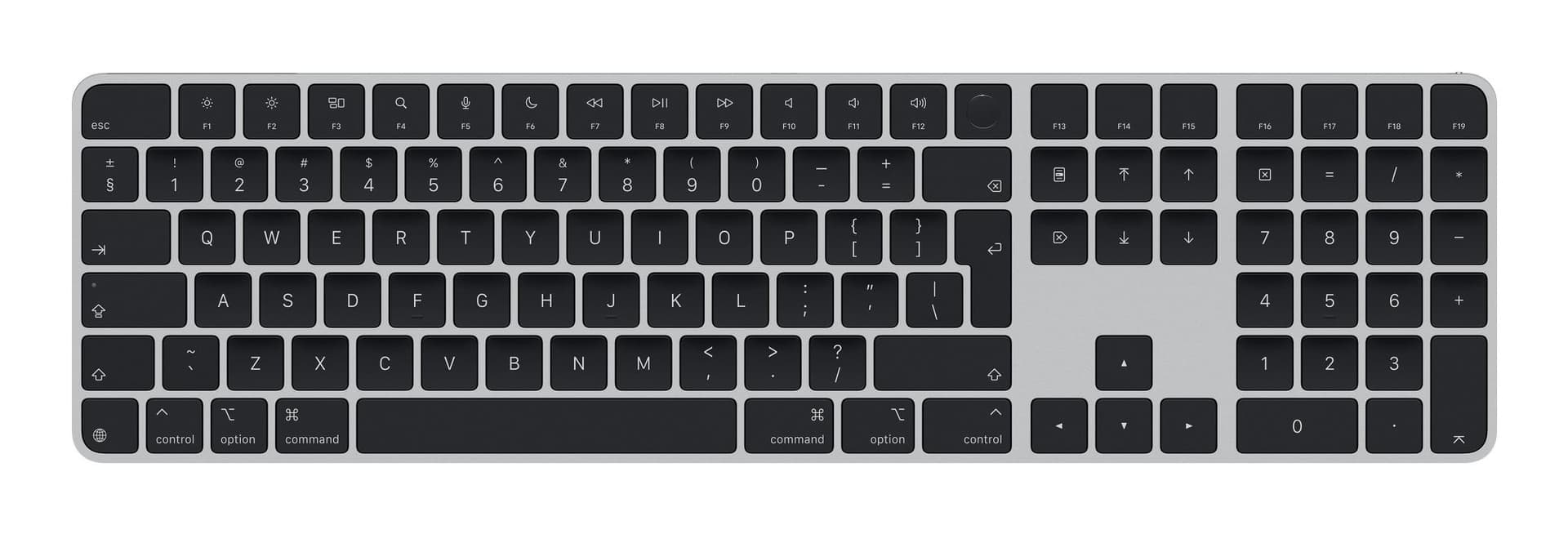 Apple Magic tastiera Universale USB + Bluetooth QWERTY Inglese Nero (Apple Magic Keyboard with Touch ID and Numeric Keypad - Keyboard - USB-C - wireless - Bluetooth - QWERTY - International English - black keys) - Versione UK