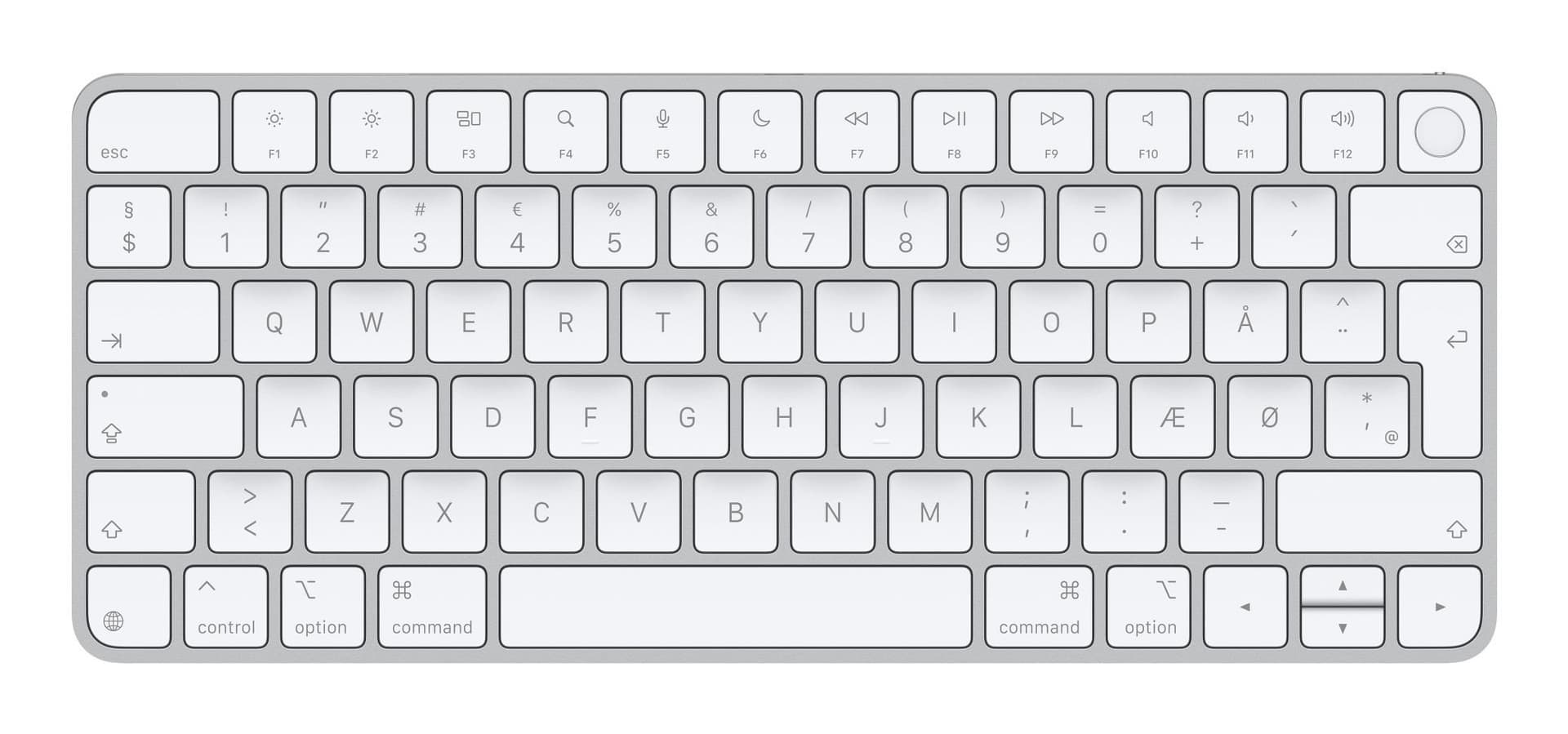 Apple Magic tastiera Universale USB + Bluetooth QWERTY Danese Bianco (MAGIC KEYBOARD TOUCH ID-DNK)