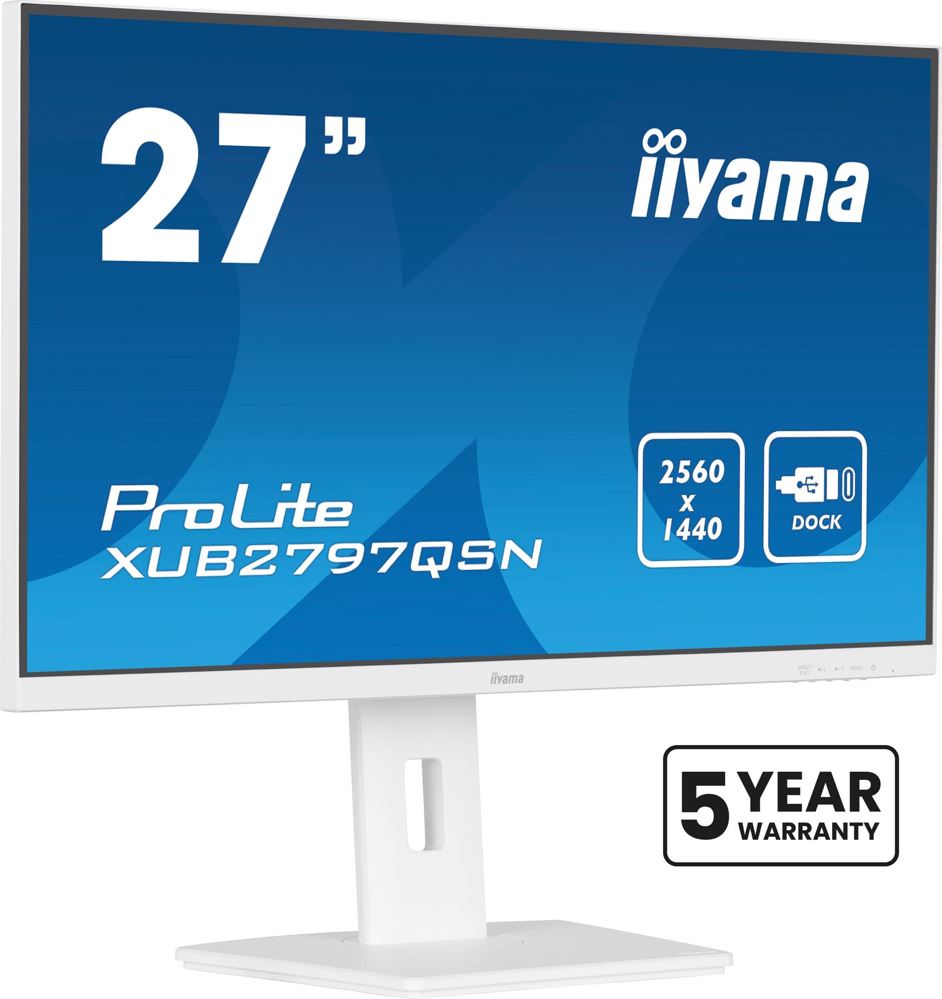 iiyama G-MASTER XUB2797QSN-W2 Monitor PC 68,6 cm [27] 2560 x 1440 Pixel Quad HD LED Bianco (27 ProLite XUB2797QSN-W2 - 27&rsquo;&rsquo; QHD IPS technology panel with USB-C dock and RJ45 [LAN])