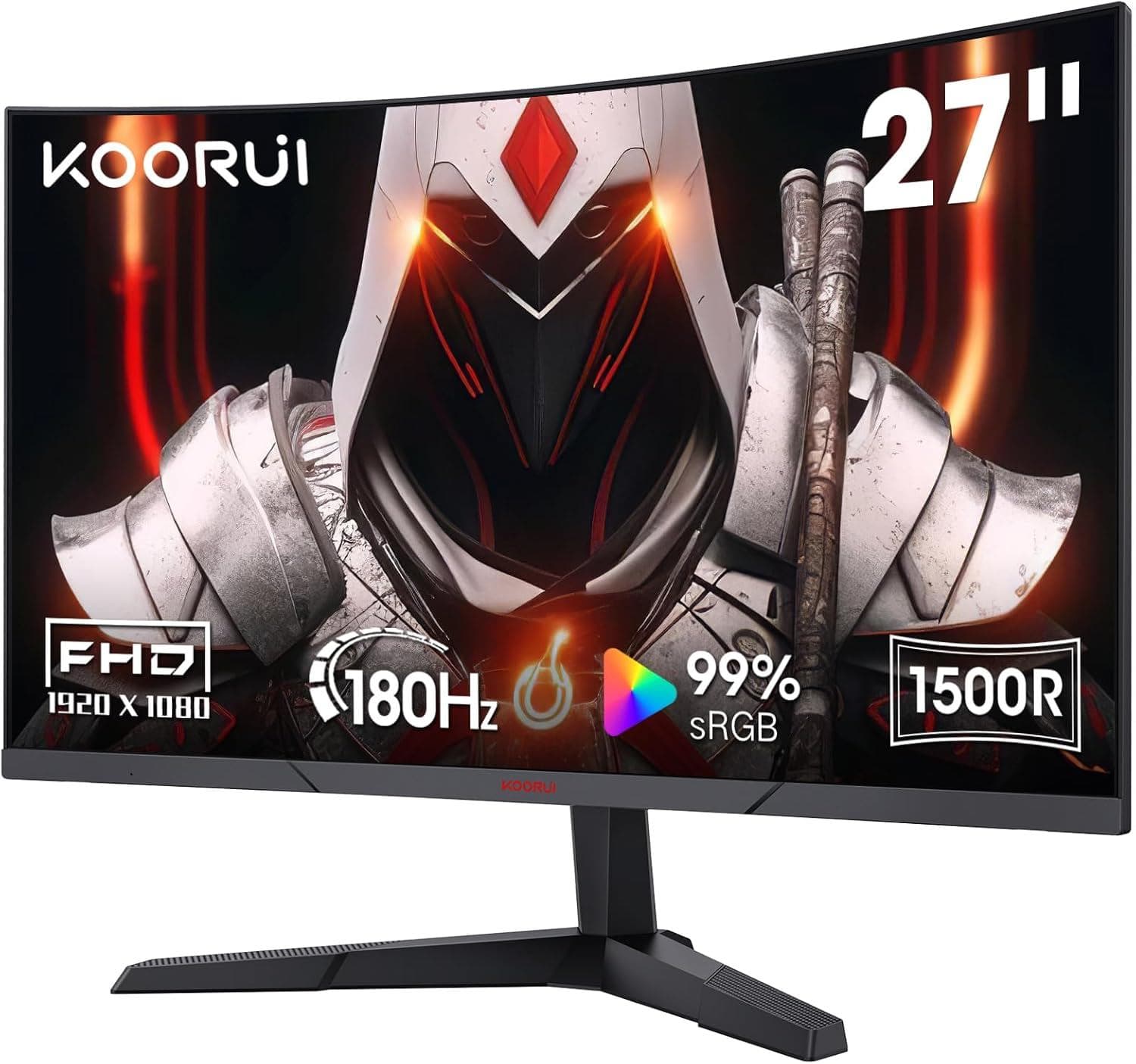 Koorui 27E6CA Monitor PC 68,6 cm [27] 1920 x 1080 Pixel Full HD LCD Nero (KOORUI 27 Inch 27E6CA Gaming Monitor 1080p 180Hz Curved)