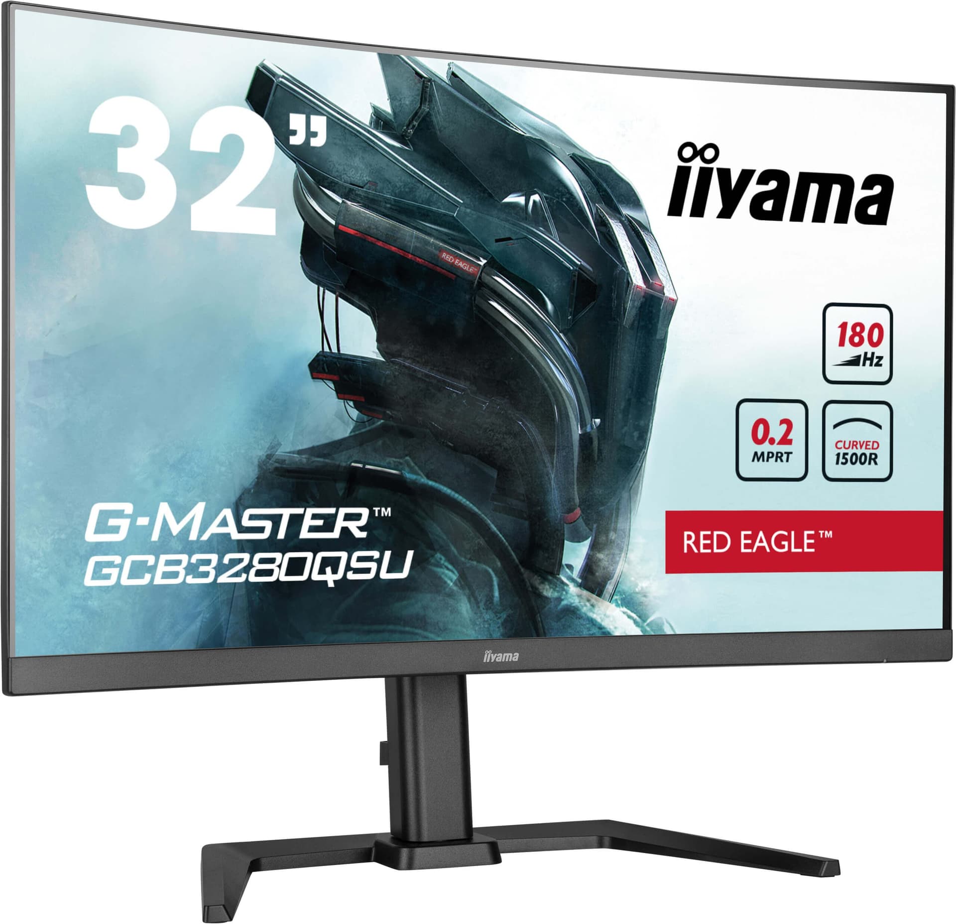 iiyama G-MASTER GCB3280QSU-B2 Monitor PC 80 cm [31.5] 2560 x 1440 Pixel Dual QHD LED Nero (iiyama G-Master GCB3280QSU-B2 Red Eagle 32 Inch Curved Gaming Monitor, Black, 2560x1440, 0.2ms, 180hz, FreeSync, HDMI, Display Port, USB Hub, Speakers, Int PSU