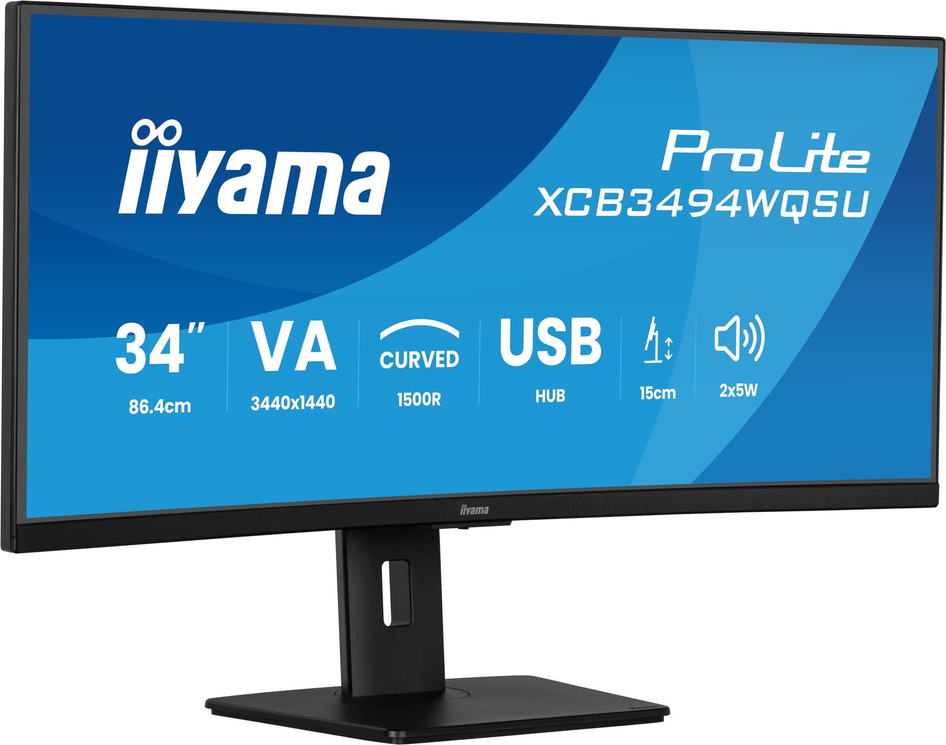 iiyama ProLite XCB3494WQSU-B1 Monitor PC 86,4 cm [34] 3440 x 1440 Pixel UltraWide Quad HD LED Nero (iiyama ProLite XCB3494WQSU-B1 - Monitor a LED - curvato - 34 - 3440 x 1440 UWQHD @ 120 Hz - VA - 350 cd/mÂ² - 3000:1 - 0.4 ms - HDMI, DisplayPort, USB
