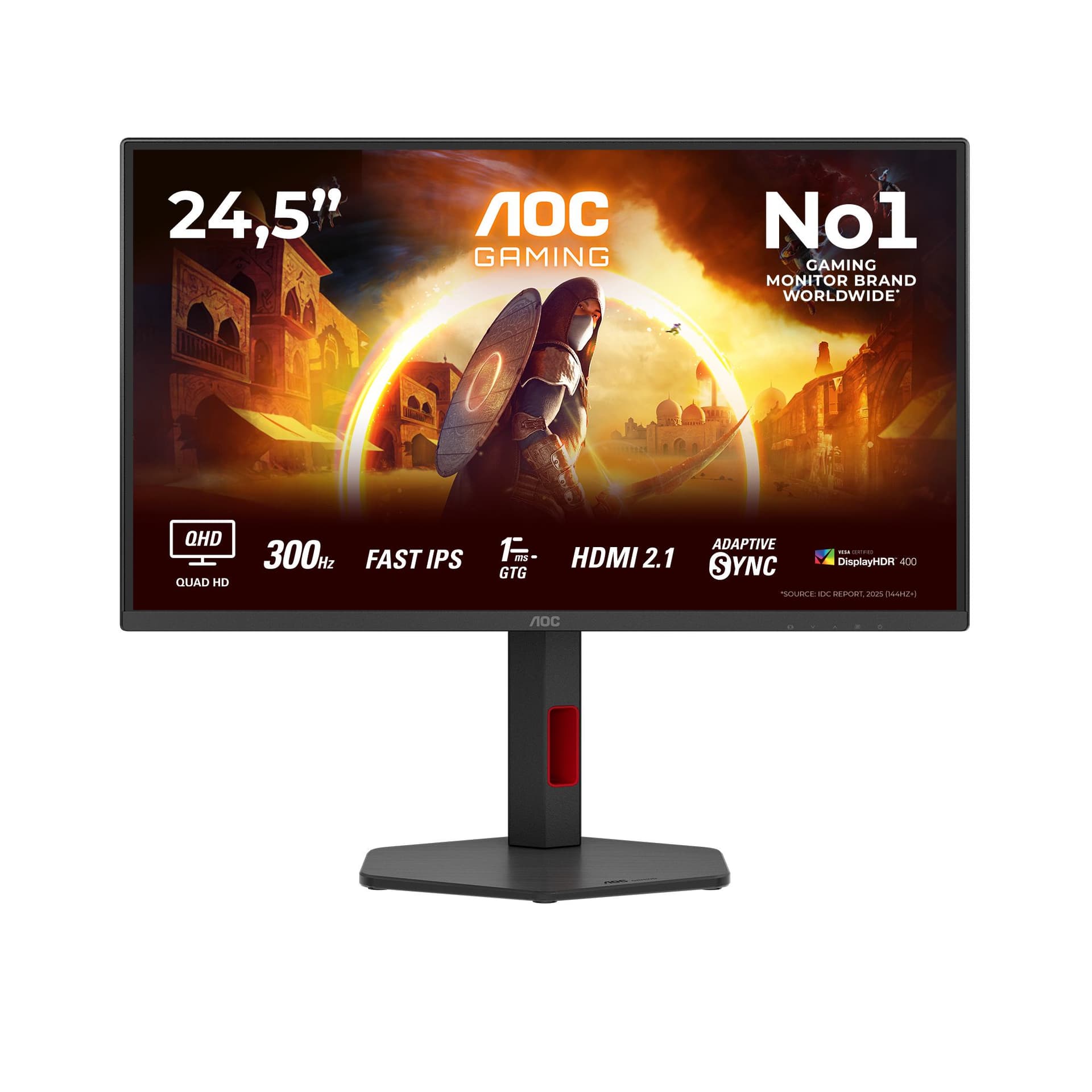 AOC G4 Q25G4SR Monitor PC 62,2 cm [24.5] 2560 x 1440 Pixel Quad HD LED Nero, Rosso (AOC 24.5 IPS MONITOR SPK Q25G4SR)