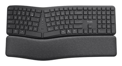 Trust Keyra tastiera Casa/ufficio RF senza fili + Bluetooth QWERTY Inglese Nero (Trust Keyra Ergonomic Multidevice Wireless Keyboard Black 25707) - Versione UK