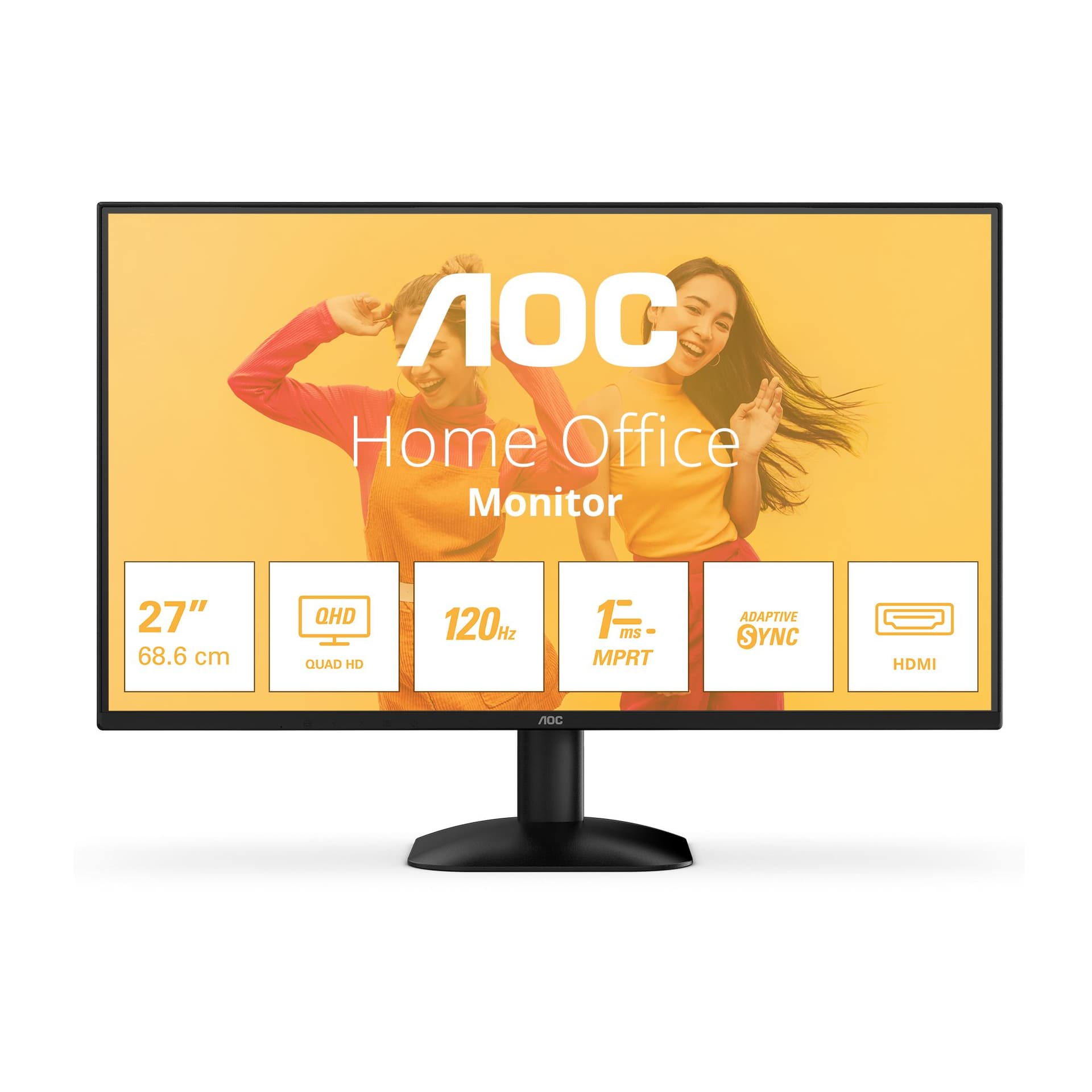 AOC B3 Q27B35S3 Monitor PC 68,6 cm [27] 2560 x 1440 Pixel Quad HD LED Nero (AOC Basic-line Q27B35S3 - Monitor a LED - 27 - 2560 x 1440 QHD @ 120 Hz - IPS - 300 cd/mÂ² - 1500:1 - 1 ms - HDMI, DisplayPort - nero)