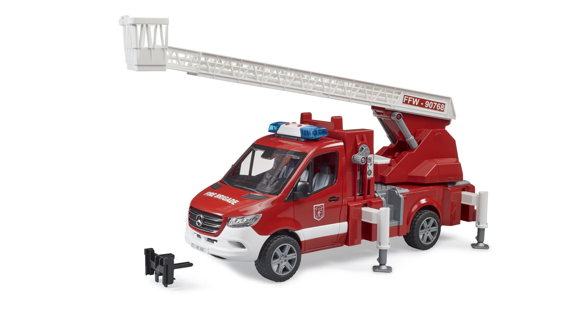 BRUDER MB Sprinter Vigili del fuoco con pompa a scala girevole e modulo luci e suoni (BRUDER 02673 legetÃ¸jsbil)