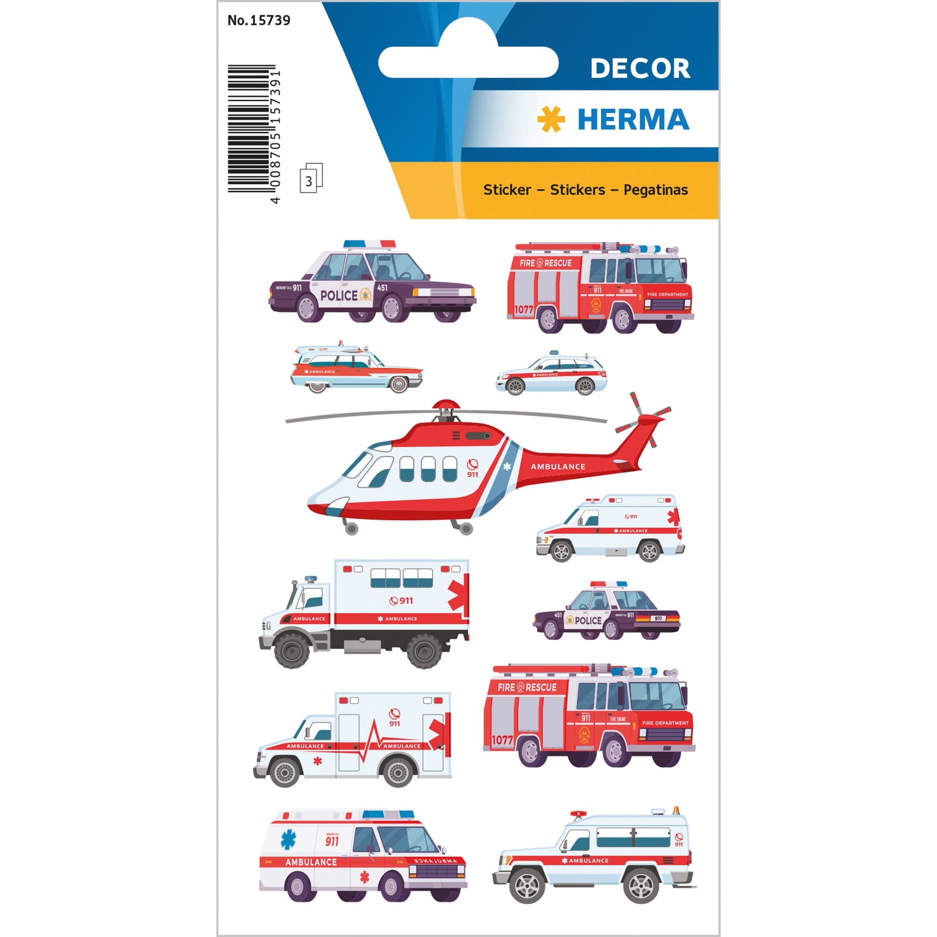 HERMA Blue Light Vehicles adesivo per bambino (Herma stickers Decor udrykning [3])