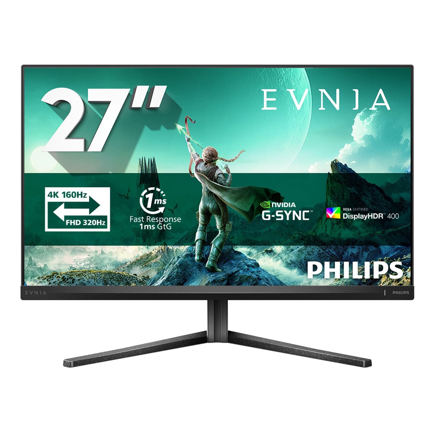 Philips Evnia 3000 27M2N3800A/00 Monitor PC 68,6 cm [27] 3840 x 2160 Pixel 4K Ultra HD LCD Nero (Philips Evnia 3000 27M2N3800A - LED monitor - gaming - 27 - 3840 x 2160 4K UHD [2160p] @ 320 Hz - Fast IPS - 450 cd/mÂ² - 1000:1 - DisplayHDR 400 - 0.5 m