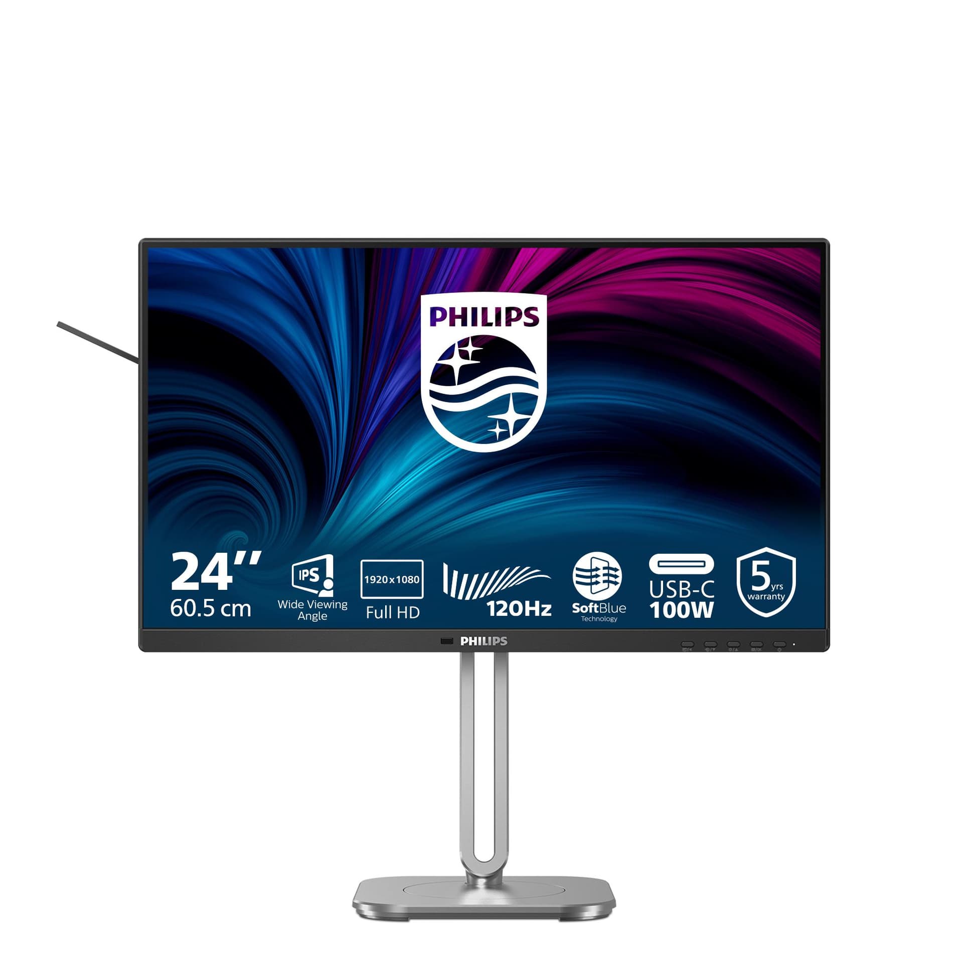 Philips Serie 4000 24B2U4301/00 Monitor PC 60,5 cm [23.8] 1920 x 1080 Pixel Full HD LCD Grigio (24 24B2U4301/00 Monitor - 24 Charcoal Bezel LCD Business Monitor Full HD HDMI DisplayPort and USB-C)