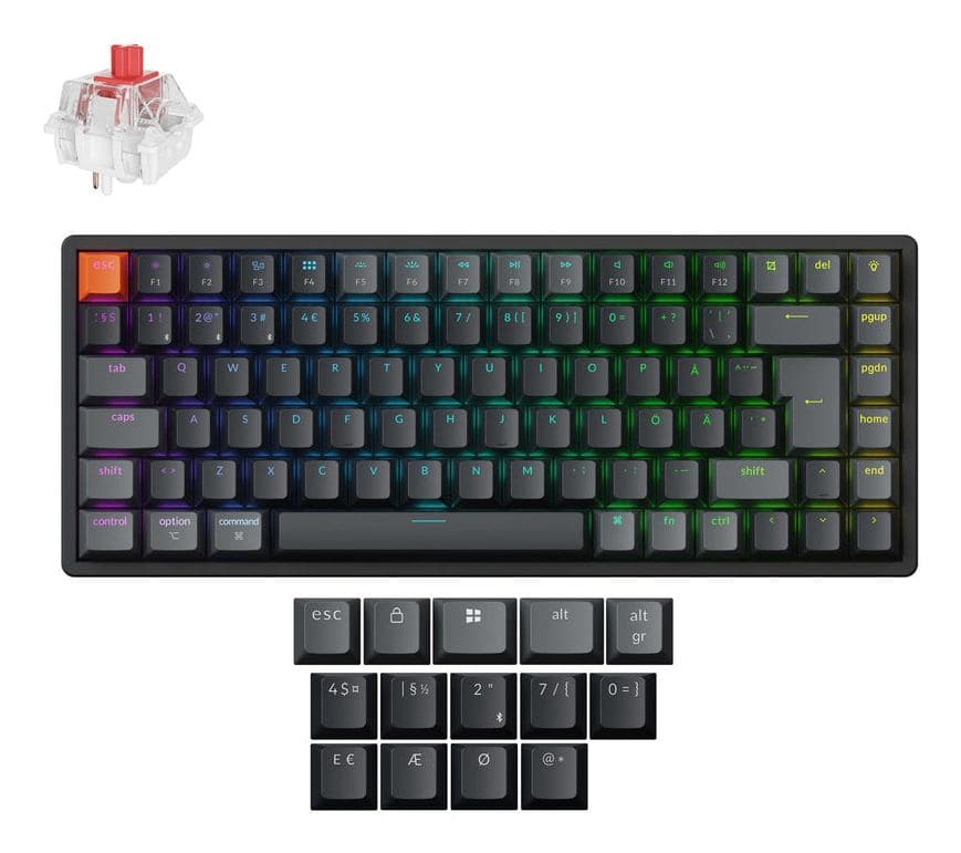 Keychron K2 Version 3 tastiera Universale USB + RF Wireless + Bluetooth Nordic Nero, Carbonio (Keychron K2v3 RGB Aluminium Hot Swap Q)