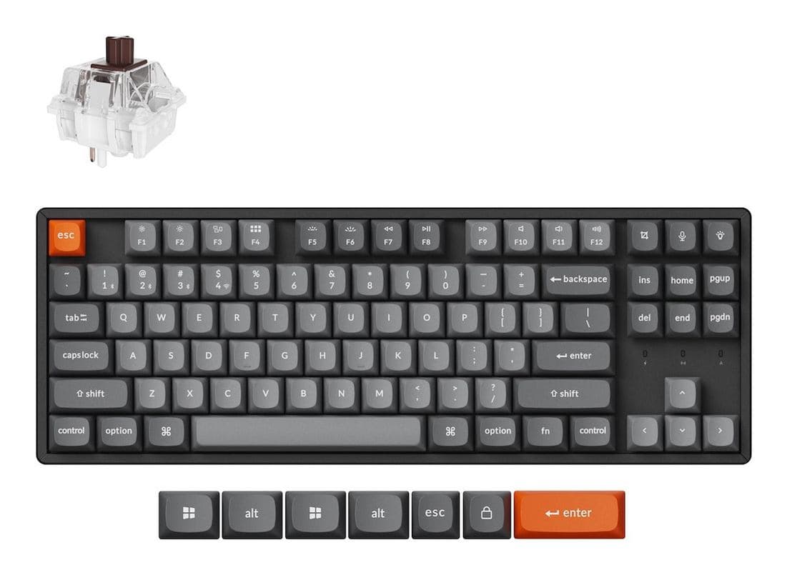 Keychron K8 Max tastiera Universale USB + RF Wireless + Bluetooth QWERTY Nordic Nero (Keychron K8 MAX Wireless Tri-Mode Hot)