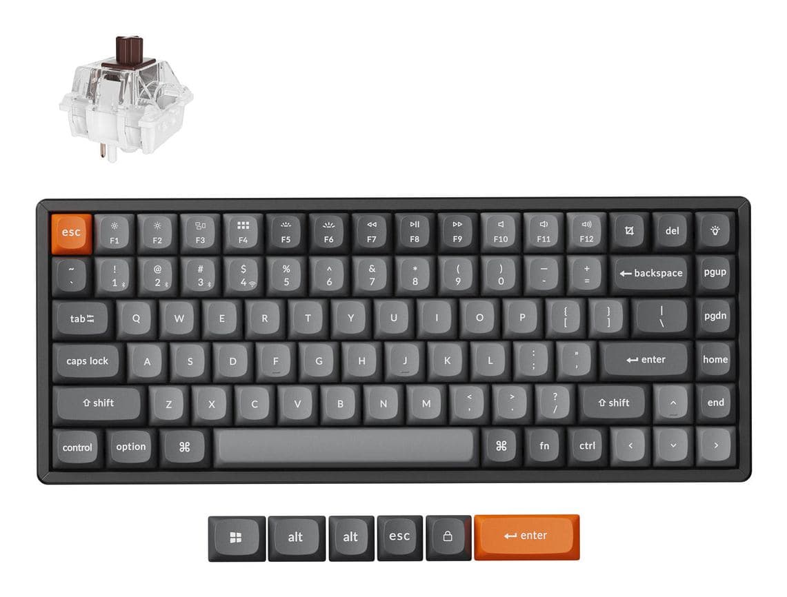 Keychron K2 Max tastiera Universale USB + RF Wireless + Bluetooth QWERTY Nordic Nero, Grigio (Keychron K2 MAX Wireless Tri-Mode Hot)