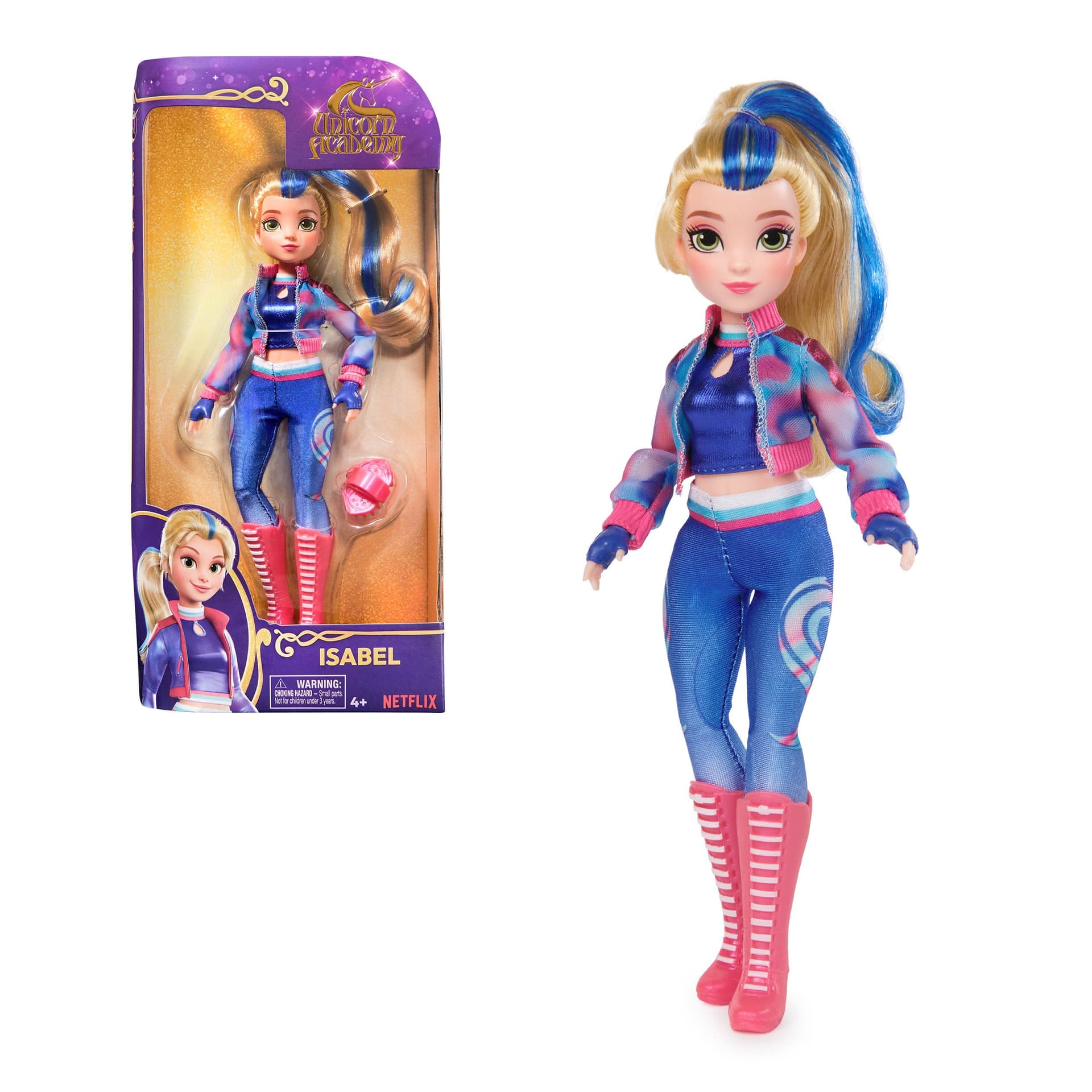Unicorn Academy, Bambola Isabel con Capelli con Colpi di Sole, 5 Accessori alla Moda e Strumento per lo Styling dei Capelli, 24 cm, Bambole e Unicorni Giocattolo per Bambine, 4+ Anni (Unicorn Academy Isabel)