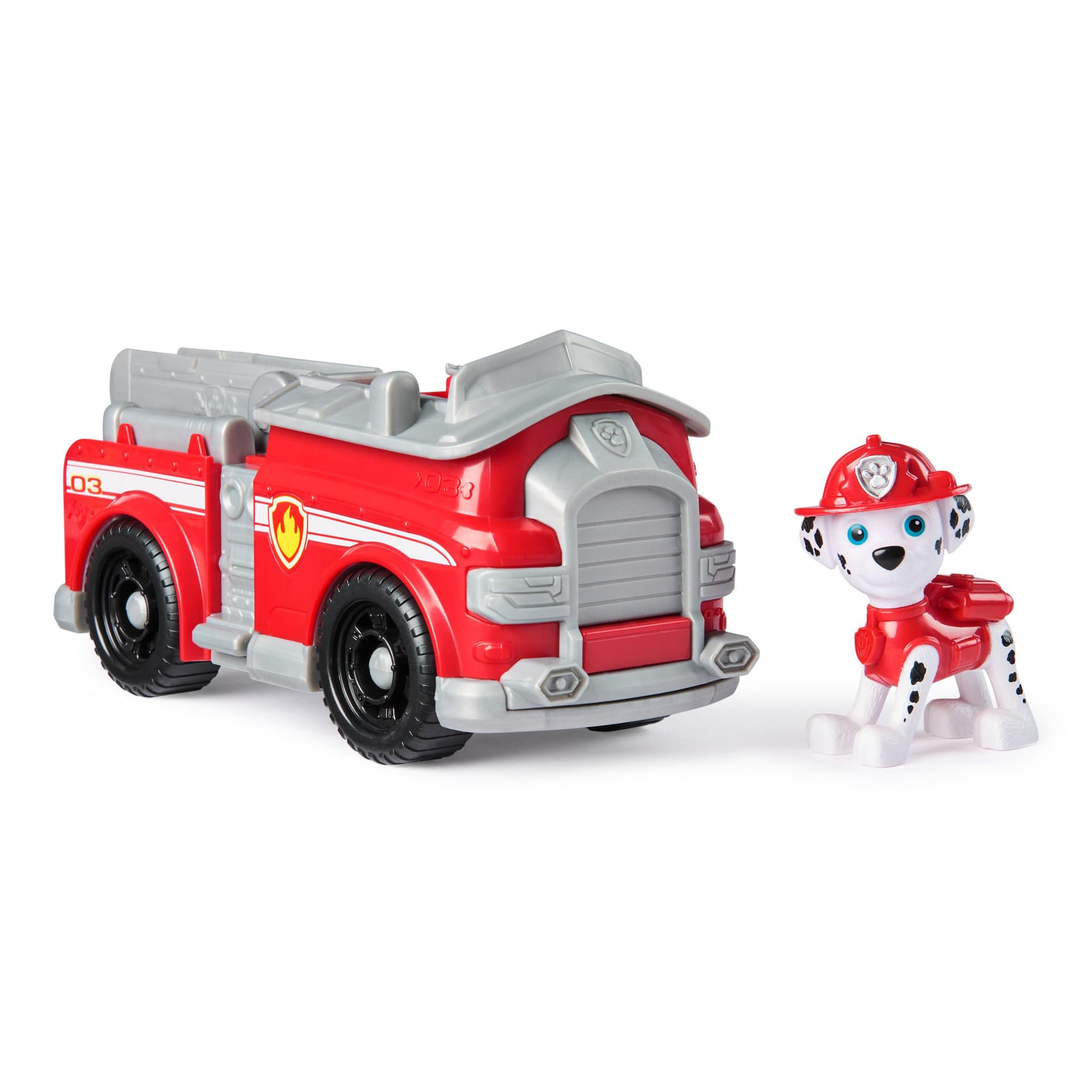 PAW Patrol , Camion dei Pompieri di Marshall con Personaggio Action Figure, Veicolo di Salvataggio con Scala Mobile per Missioni ad Adventure Bay, Giocattolo per Bambini e Bambine, 3+ Anni (PAW Patrol Marshallâs Firetruck)