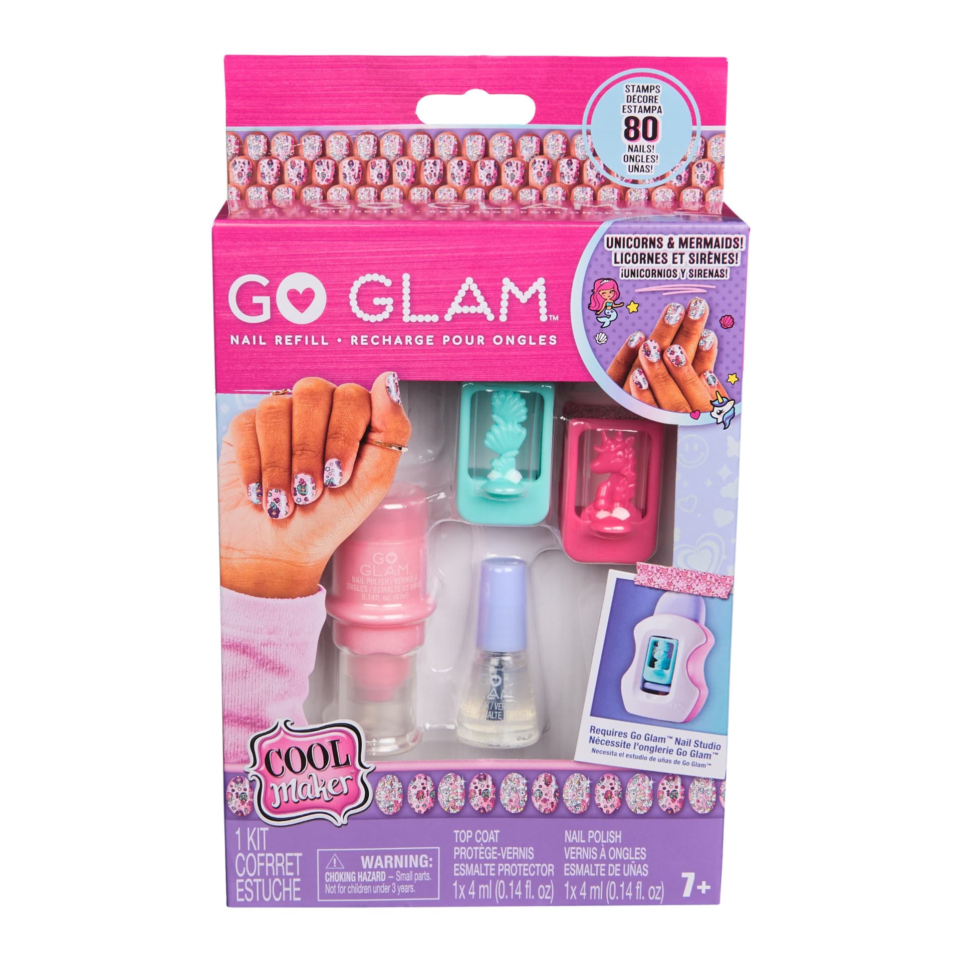 Cool Maker , GO GLAM, Ricarica per stampo per unghie con motivi di unicorni e sirene, kit per 80 unghie, giocattoli creativi per bambine dai 7 anni in su (Cool Maker GO GLAM Nail Stamper Refill)