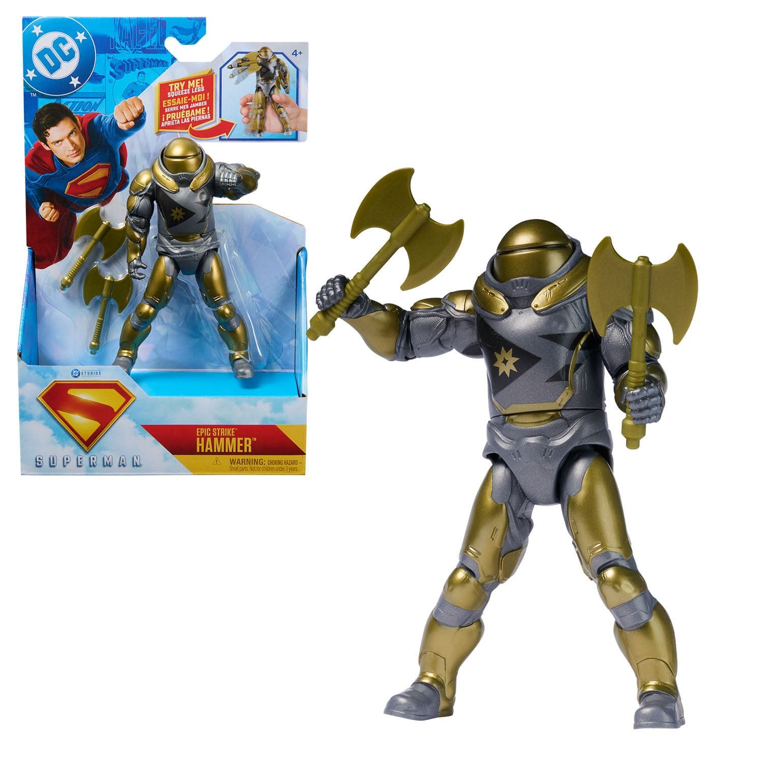 DC Comics , SUPERMAN, The Hammer, Action Figure Epic Strike, in Scala 15 cm, Stile Fedele al Film, Include 2 Accessori, Giocattoli per Bambini e Bambine, 4+ Anni (SpinMaster Superman Movie Line-15cm De)