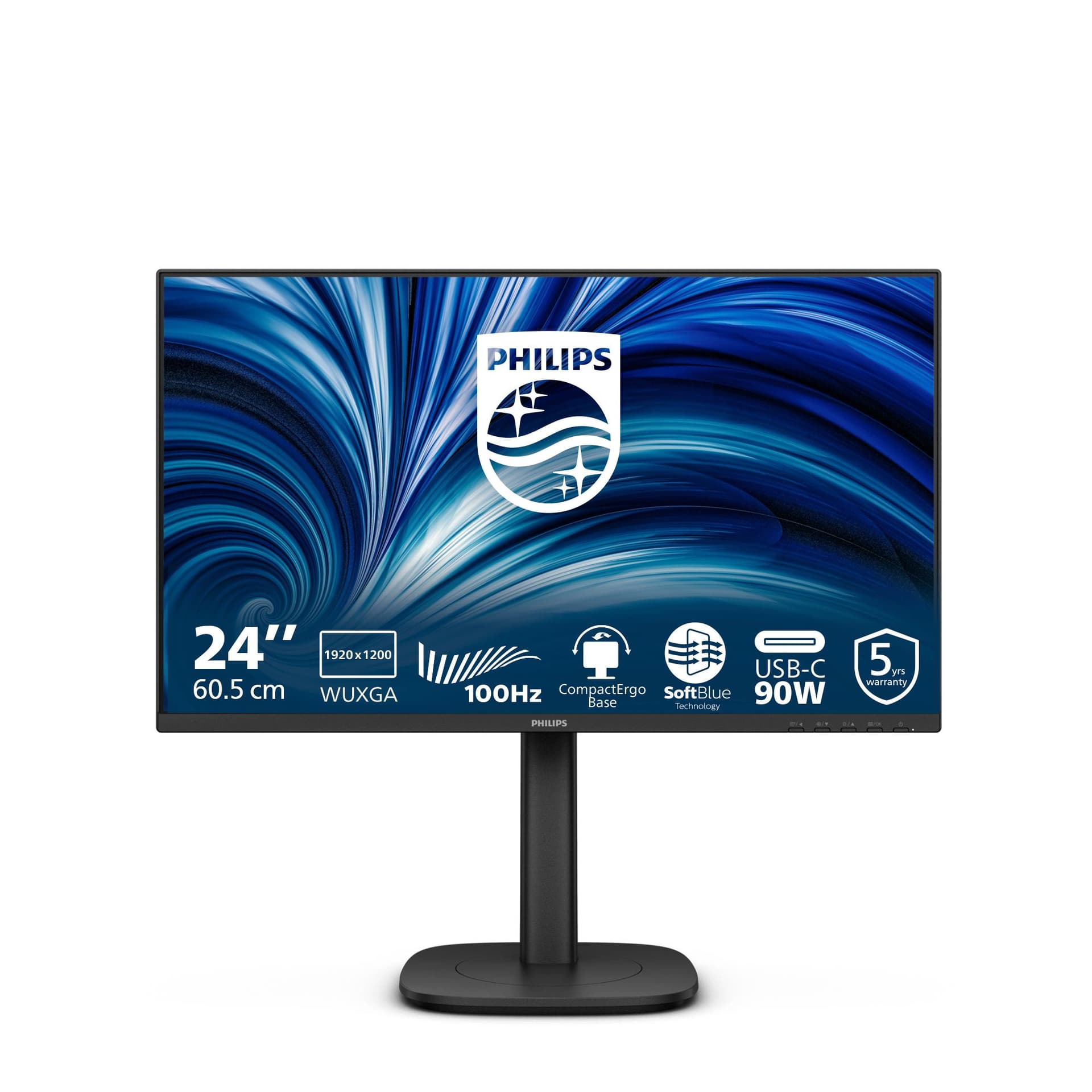 Philips Serie 3000 24B2U3301D/00 Monitor PC 61,2 cm [24.1] 1920 x 1200 Pixel WUXGA LCD Nero (Philips 24B2U3301D - Monitor a LED - 24 - 1920 x 1200 WUXGA @ 100 Hz - IPS - 300 cd/mÂ² - 1500:1 - 4 ms - HDMI, DisplayPort, USB-C - altoparlanti - nero)