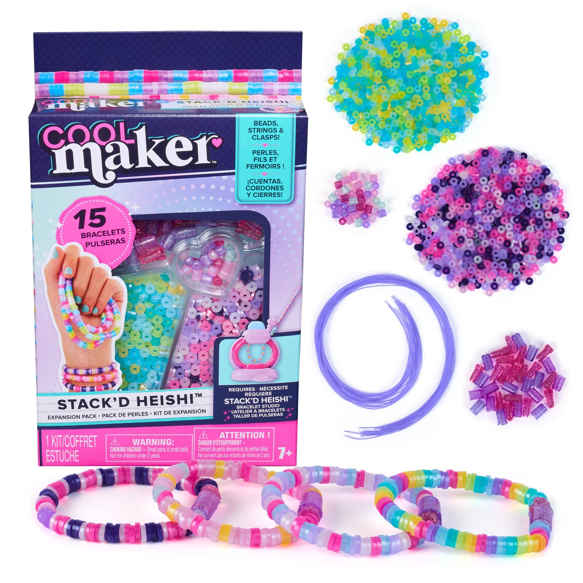 Cool Maker , Ricarica Perline per Macchina dei Braccialetti dell'Amicizia, con oltre 1300 Perline, per la Realizzazione di 10 Braccialetti, Giocattoli Artistici per Bambine, 7+ Anni (Cool Maker CLM ACK Stackd Heishi Expan)