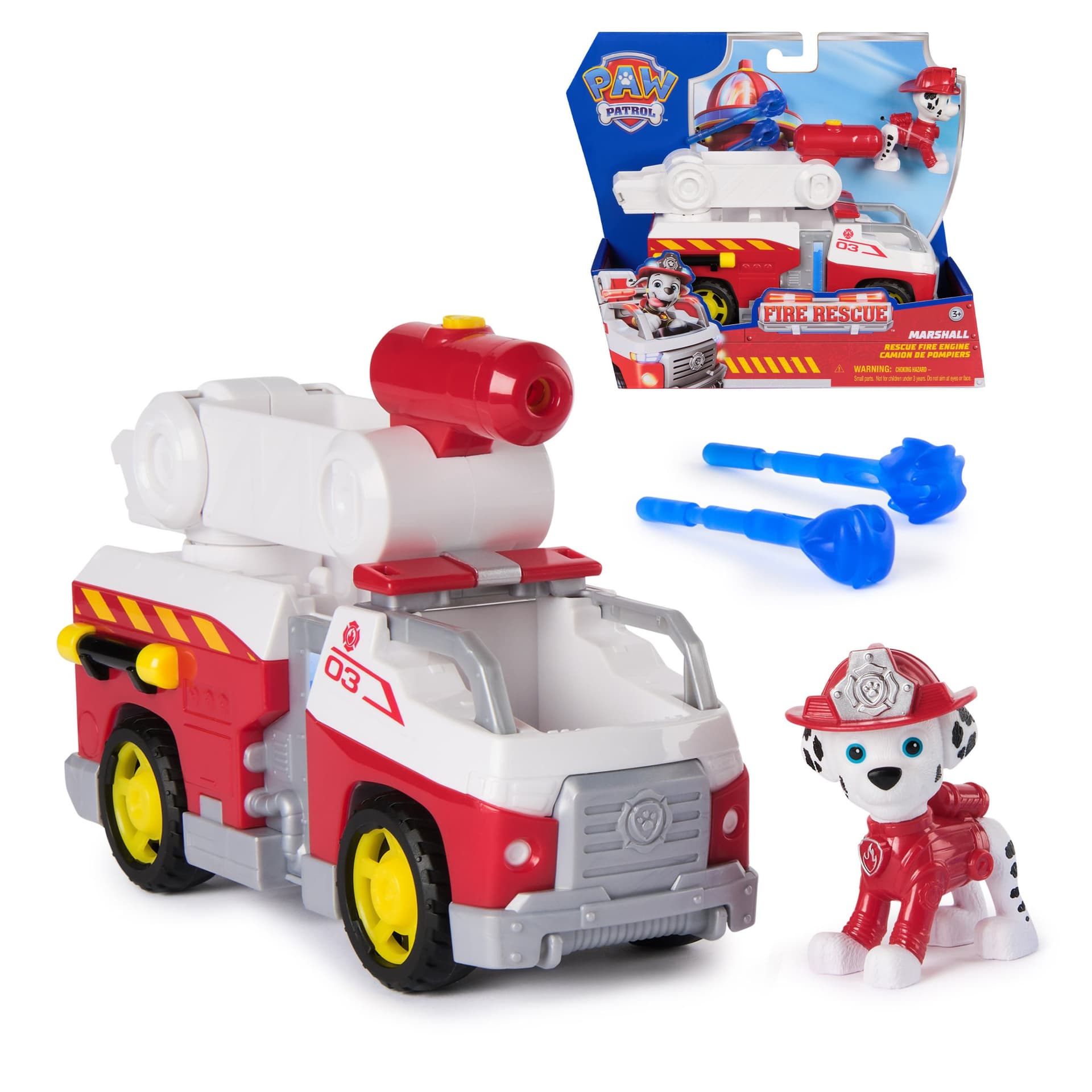 PAW Patrol Fire Rescue: Camion dei Pompieri di Marshall con Personaggio, Lanciamissili e Veicolo Giocattolo, Giocattoli per Bambini e Bambine, 3+ Anni (Paw Patrol Fire Rescue - Marshalls Feu)