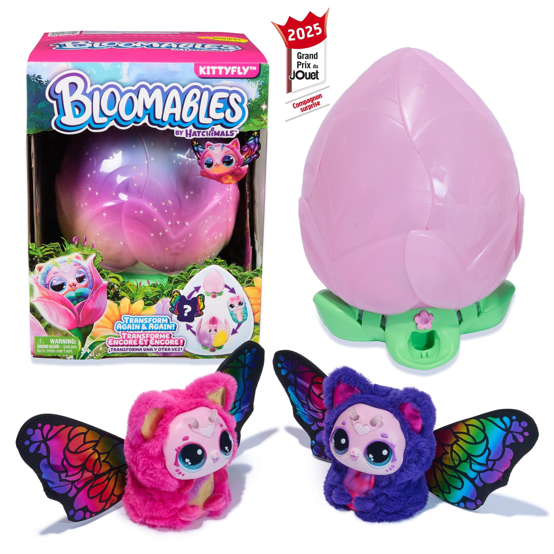 Hatchimals BLOOMABLES, Peluche Interattivo, Fiore che Sboccia e si Trasforma, Trasformazione Ripetibile, Oltre 100 Suoni e Reazioni [Modelli Assortiti] | Giocattolo per Bambine e Bambini dai 4 anni in su (Bloomables von Hatchimals - Kittyfly)