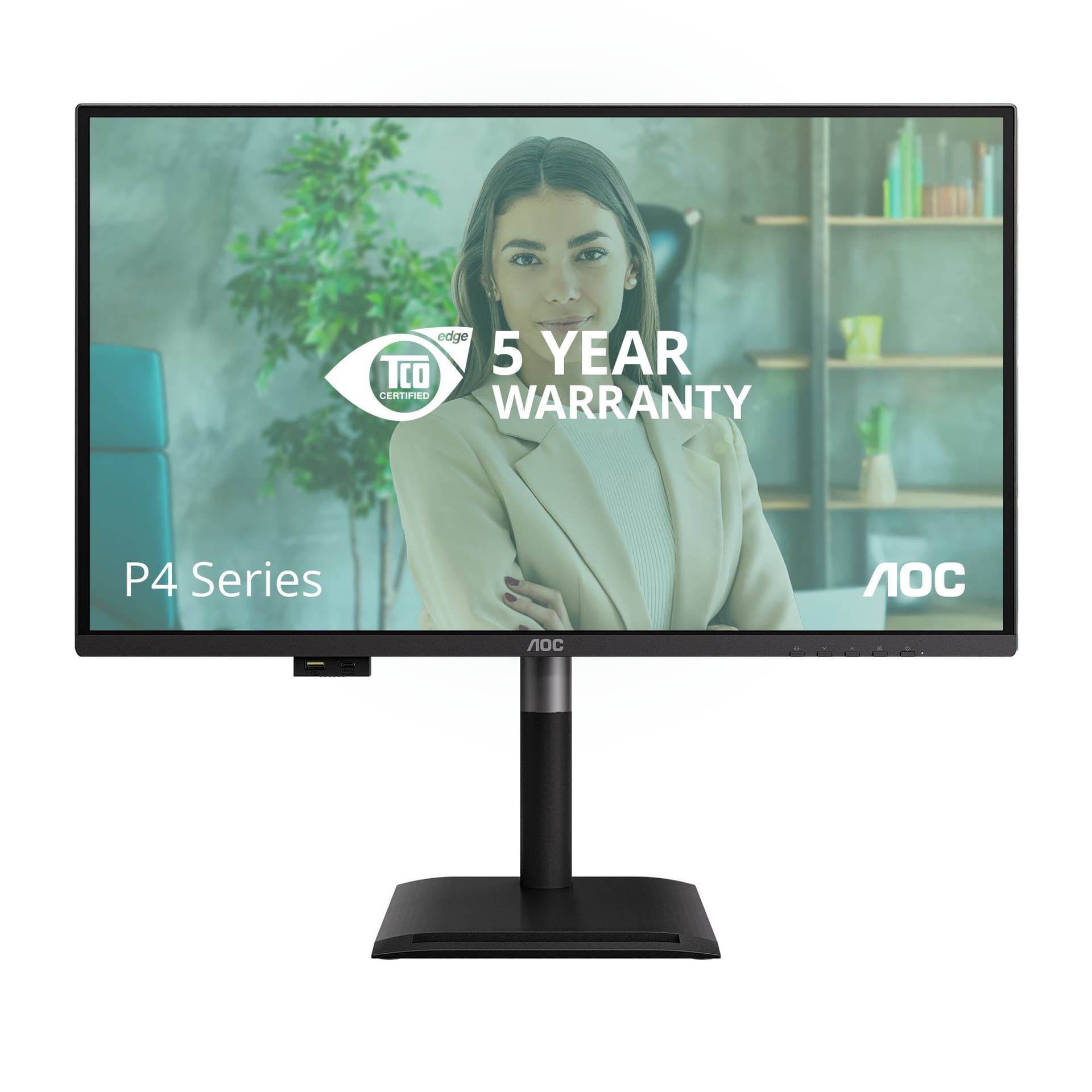 AOC Q27P4U Monitor PC 68,6 cm [27] 2560 x 1440 Pixel Wide Quad HD Nero (AOC Professional Q27P4U - Monitor a LED - 27 - 2560 x 1440 QHD @ 120 Hz - IPS - 1500:1 - 4 ms - 2xHDMI, DisplayPort, USB-C - altoparlanti - nero)