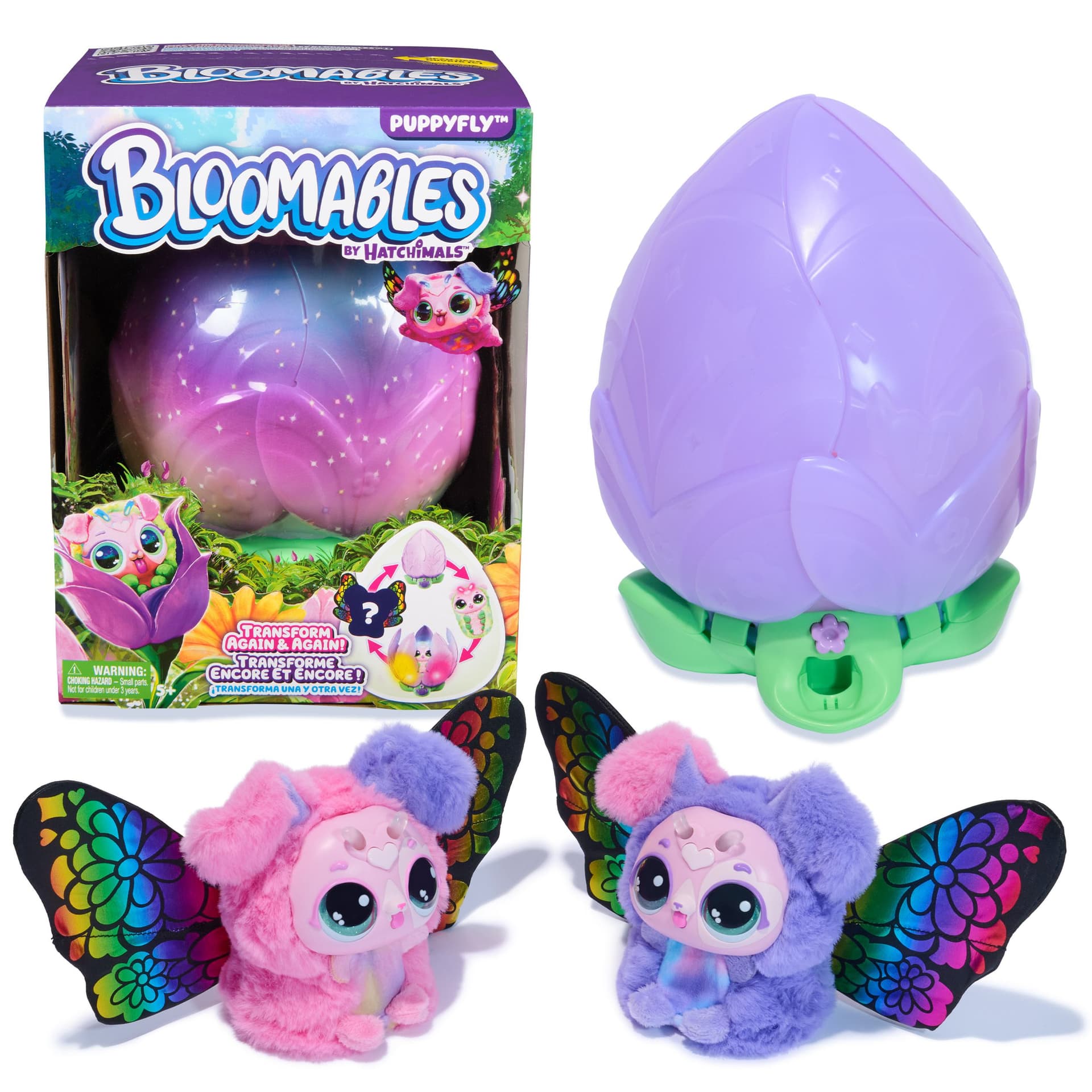 Hatchimals Bloomables by , Puppyfly Surprise, giocattolo interattivo e fiore con apparizione e trasformazione ripetibile, oltre 100 suoni e reazioni [i modelli possono variare], giocattoli per bambini e bambine (Bloomables von Hatchimals - Puppyfly)