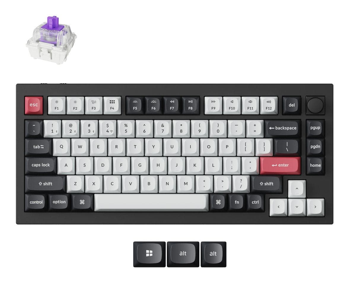 Keychron Q1 HE tastiera Universale USB + RF Wireless + Bluetooth QWERTY Nordic Nero, Grigio (Keychron Q1 HE 75% Knob Wireless Tri-M)