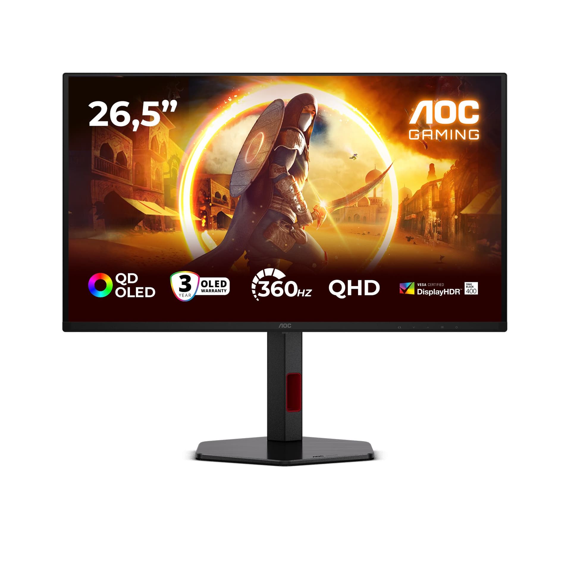 AOC G4 Q27G4SDR Monitor PC 67,3 cm [26.5] 2560 x 1440 Pixel Quad HD QD-OLED Nero, Rosso (AOC 26.5 QD-OLED MONITOR Q27G4SDR)