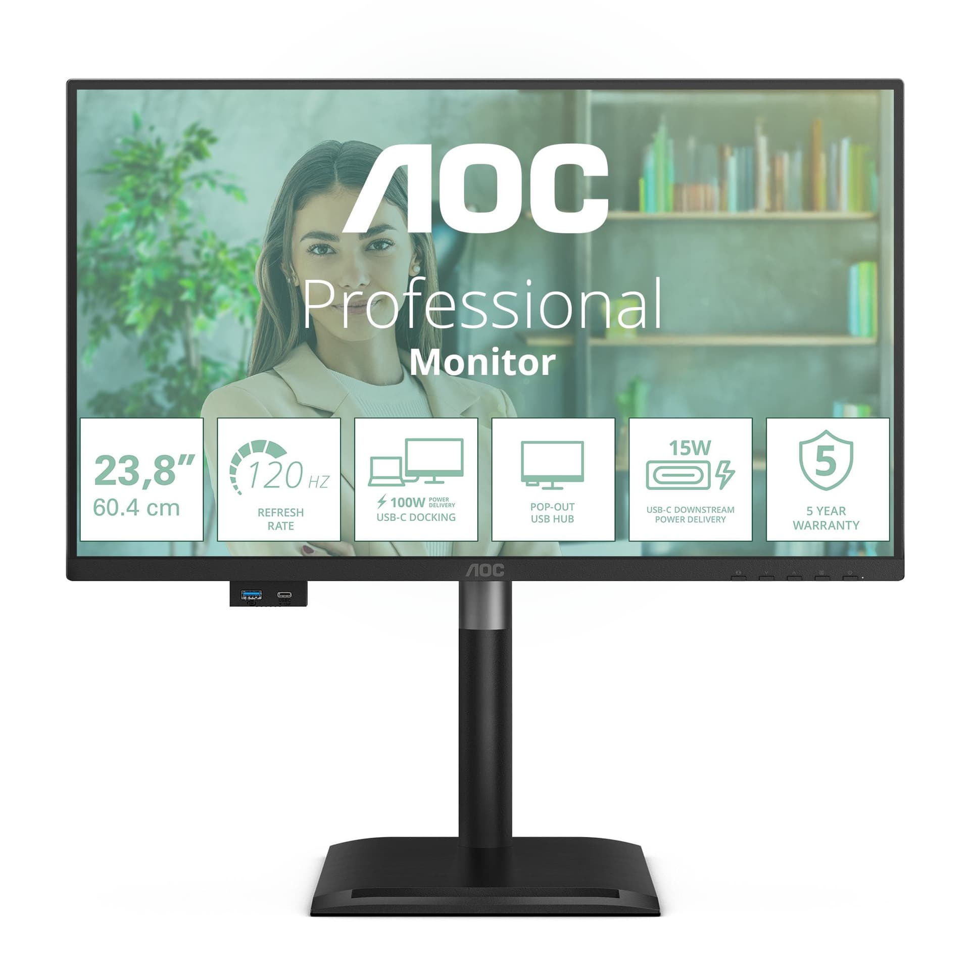 AOC 24P4CV Monitor PC 60,5 cm [23.8] 1920 x 1080 Pixel Full HD LED Nero (MONITOR 23.8IN 16:9 IPS 120HZ - 1920X1080 HDM X1 DPX1 USB-C)