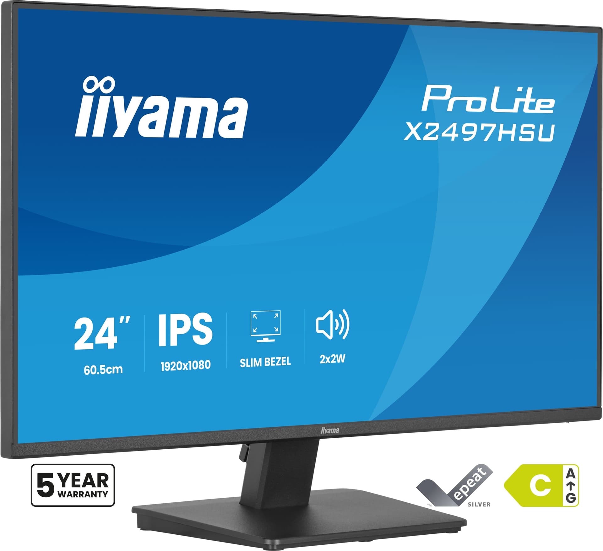 iiyama ProLite X2497HSU-B1 Monitor PC 60,5 cm [23.8] 1920 x 1080 Pixel Full HD LED Nero (24 ProLite X2497HSU-B1 IPS Monitor - 24 Black IPS Monitor USB HDMI & DisplayPort)