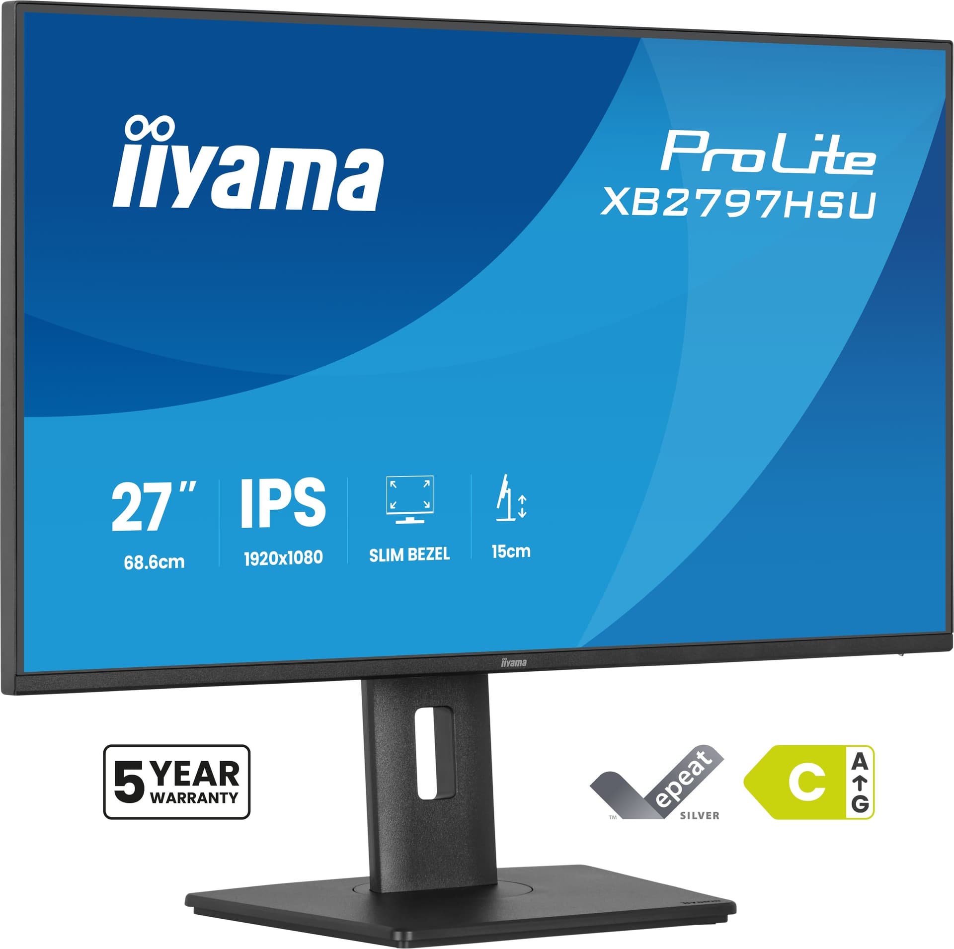iiyama ProLite XB2797HSU-B1 Monitor PC 68,6 cm [27] 1920 x 1080 Pixel Full HD LED Nero (27 ProLite XB2797HSU-B1 Monitor - 27 Black IPS Monitor USB HDMI & DisplayPort)