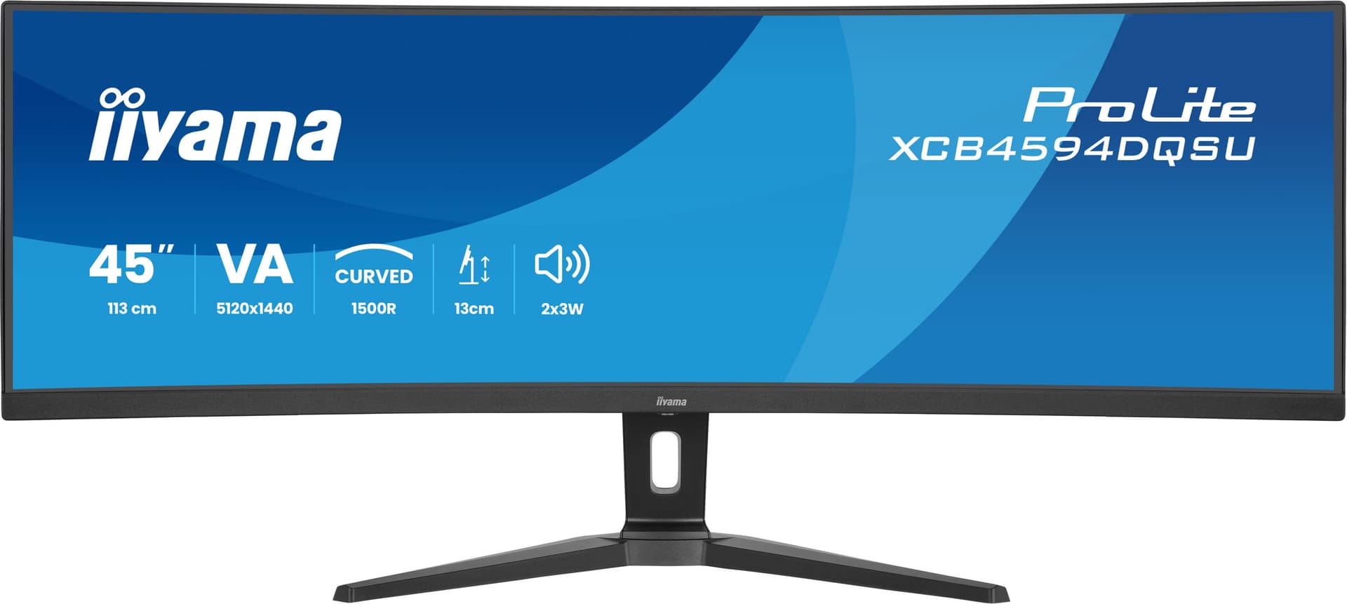 iiyama ProLite XCB4594DQSU-B1 Monitor PC 113 cm [44.5] 5120 x 1440 Pixel Dual QHD LED Nero (45 PROLITE XCB4594DQSU-B1 Monitor - 45 Black Ultra Wide VA QHD Monitor Height Adjustable DisplayPort USB and HDMI)