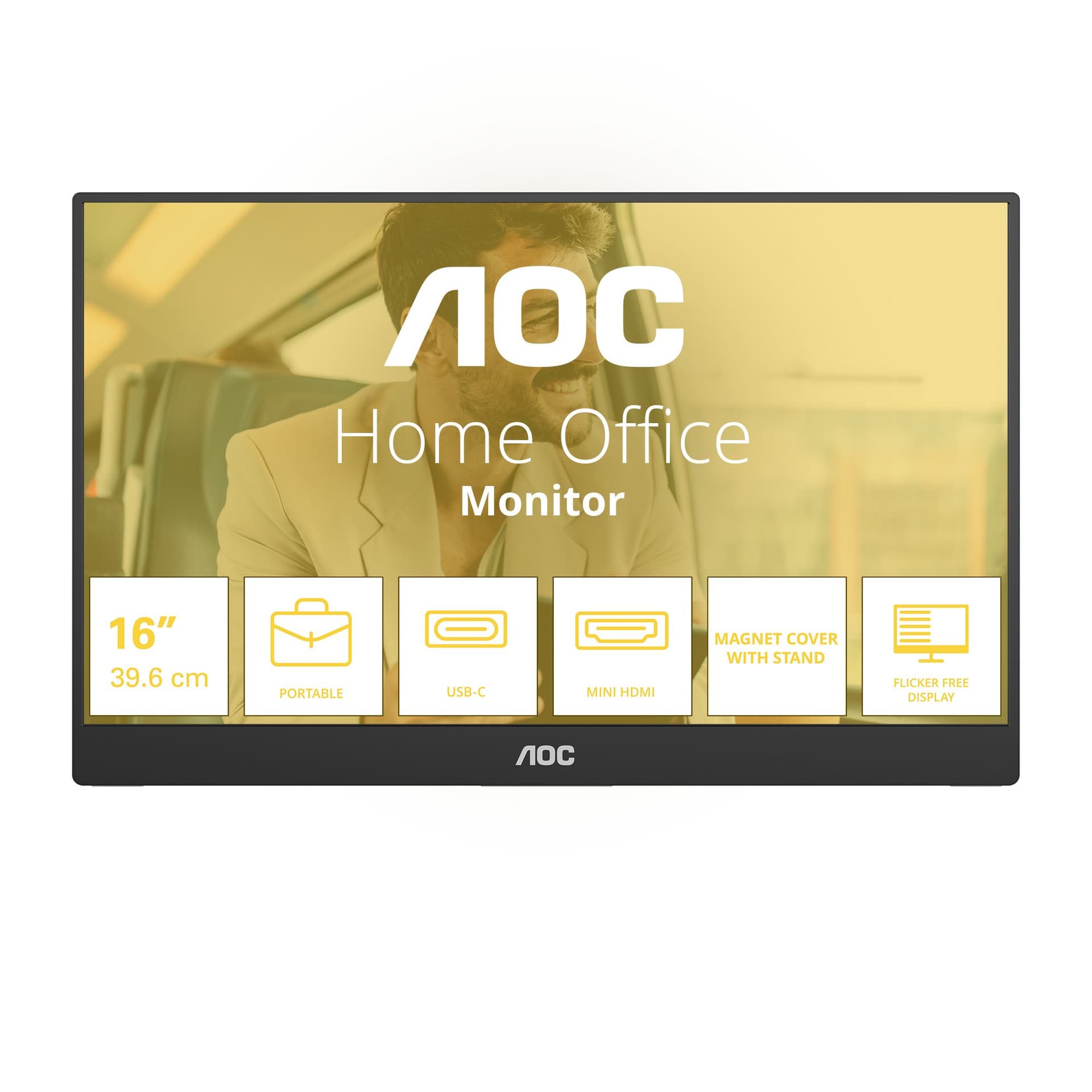 AOC 16T20E2 TV e monitor portatile Nero 39,6 cm [15.6] LED 1920 x 1080 Pixel (16IN IPS 1920X1080 16:9 1000:1 - 5MS MINI HDMI)