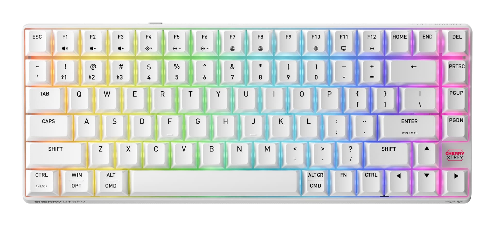 CHERRY XTRFY K33 Compact Wireless tastiera Gaming USB + RF Wireless + Bluetooth QWERTY Inglese US Bianco (K33 COMPACT FS WIRELESS - KEYBOARD WHITE US-INTERNATIONAL) - Versione Tedesca