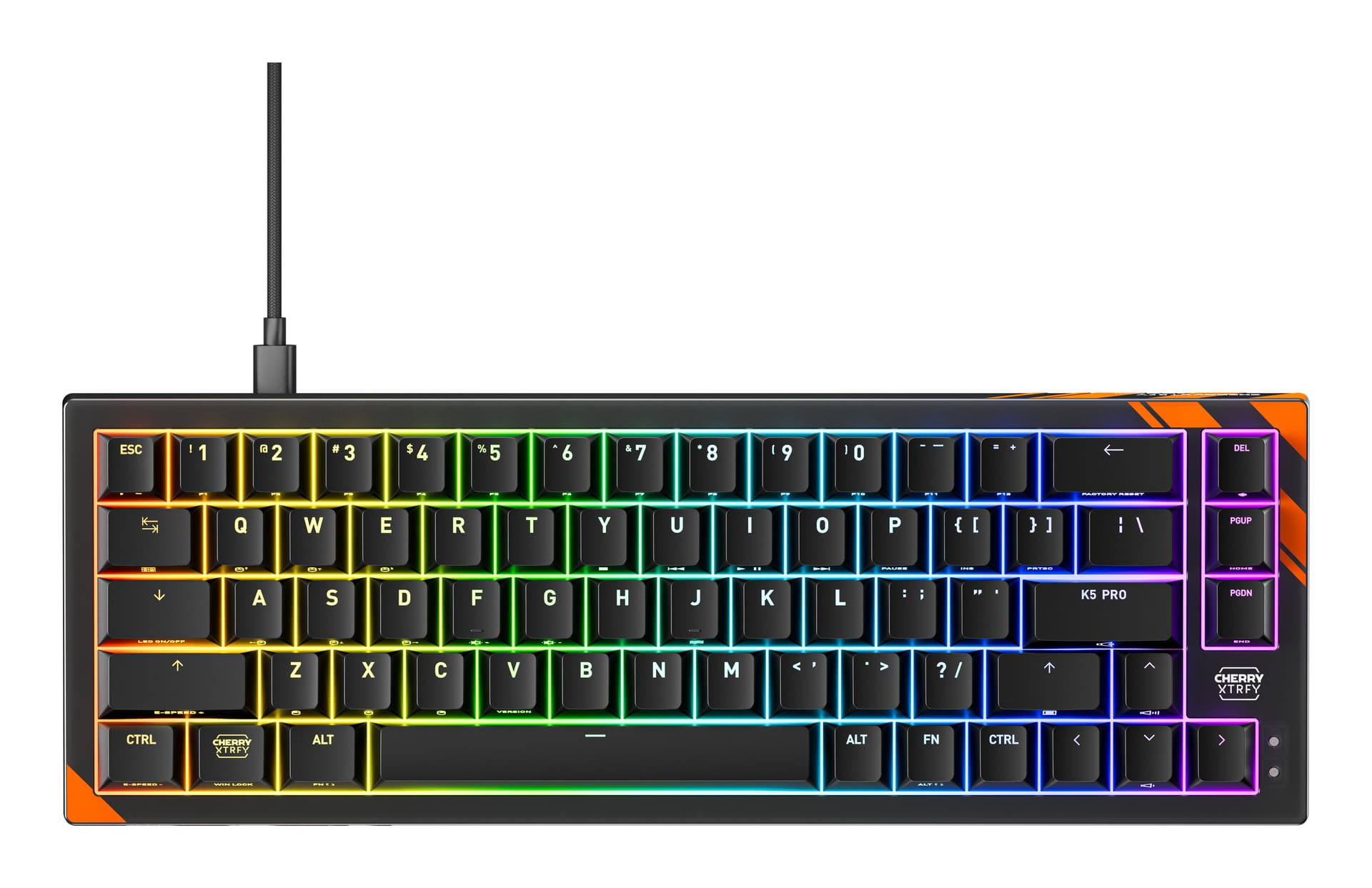 CHERRY K5 PRO TMR COMPACT tastiera Gaming USB QWERTY Inglese US Nero, Arancione (K5 PRO TMR COMPACT KEYBOARD - WHITE US-INTL) - Versione Tedesca
