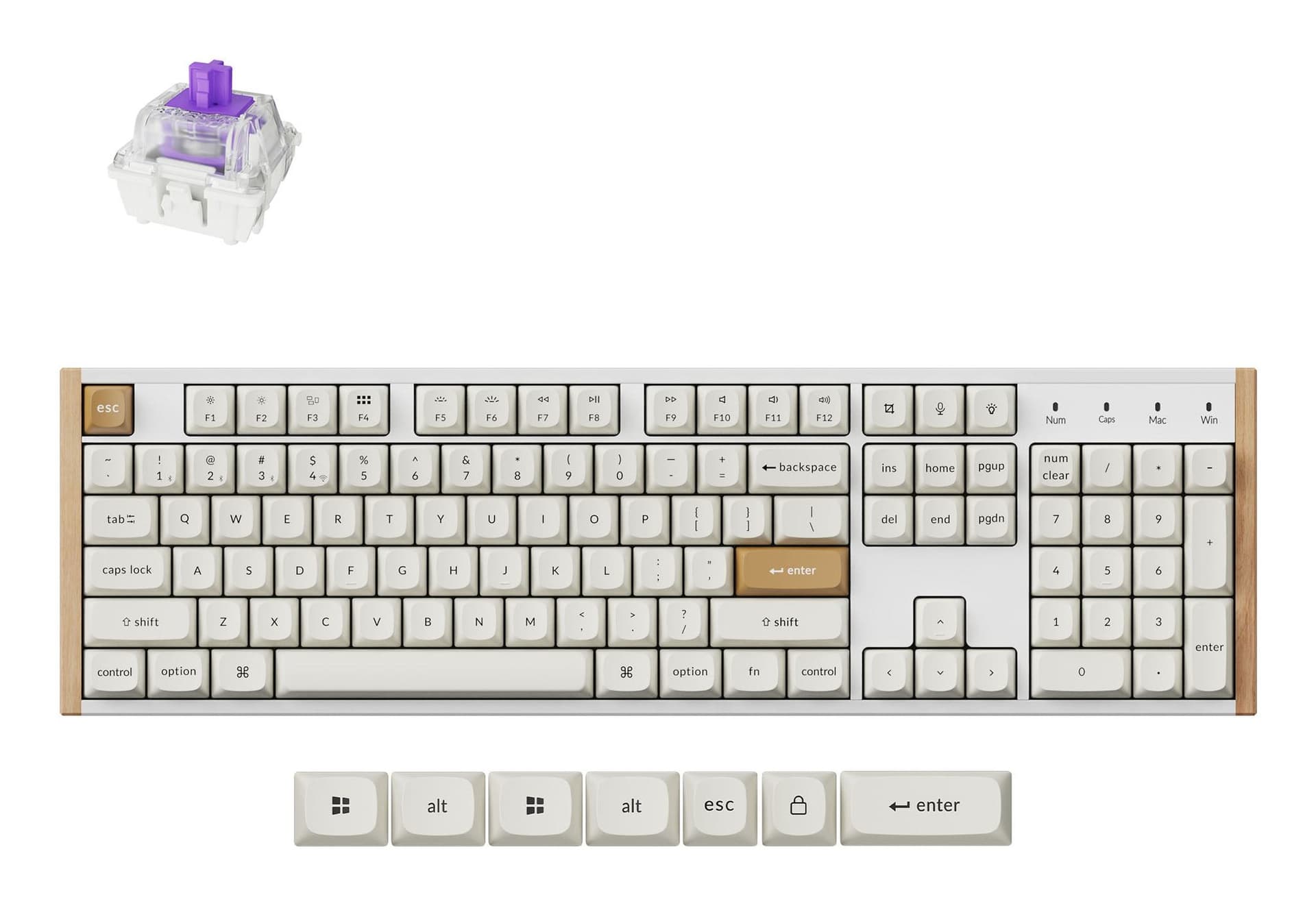 Keychron K10 HE tastiera Gaming USB + RF Wireless + Bluetooth QWERTY Inglese UK Bianco, Legno (K10H-Q1-UK HE WLESS MAG CUST KEYB) - Versione UK