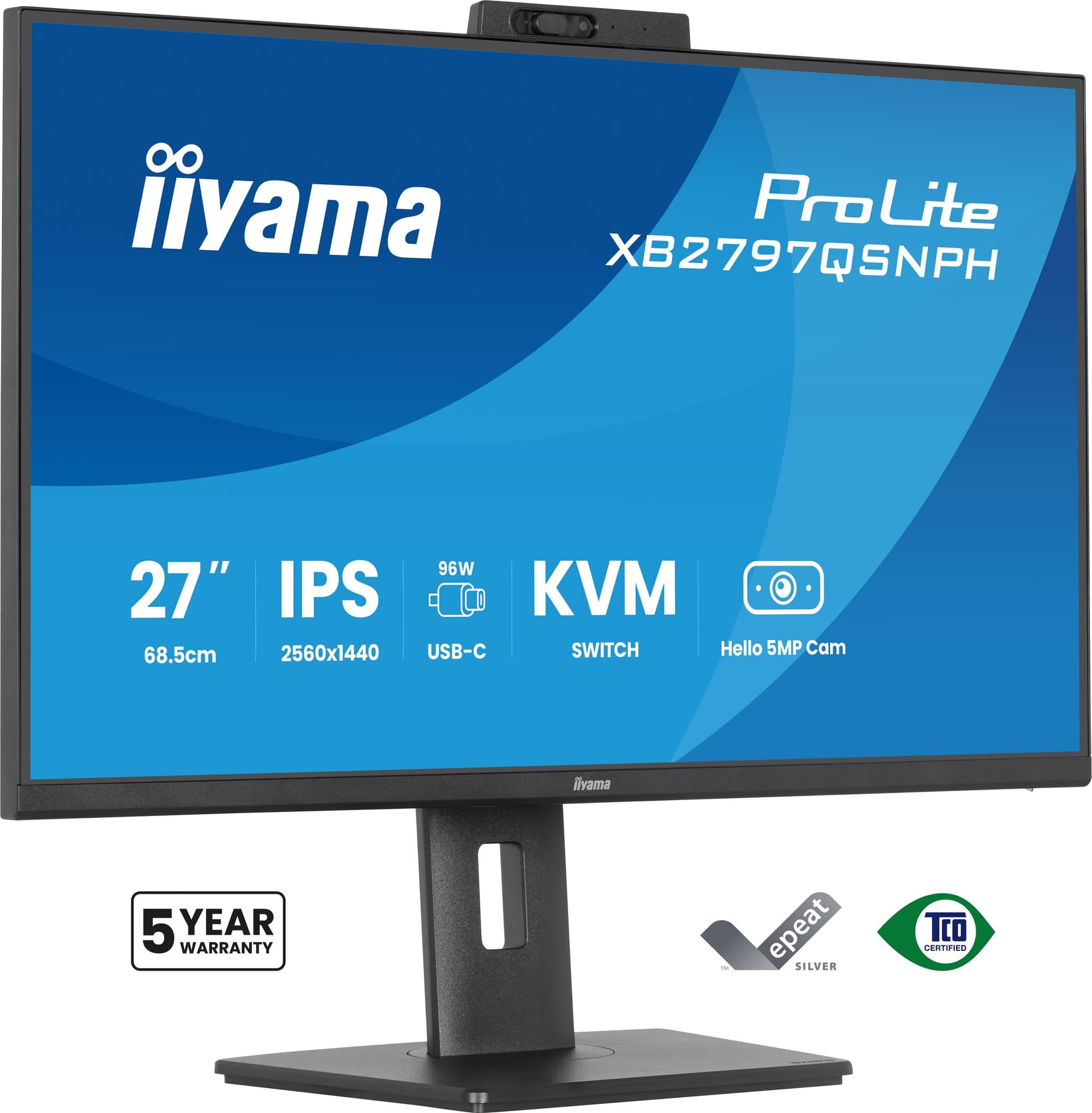 iiyama ProLite XB2797QSNPH-B1 27IN IPS LCD 4MS 2560X1440 350CD/M2 HDMI/DP/USB 2 Monitor PC 68,6 cm [27] 2560 x 1440 Pixel Quad HD Nero (27 XB2797QSNPH-B1 Monitor - 27 Black IPS Monitor HDMI Display Port and USB-C)