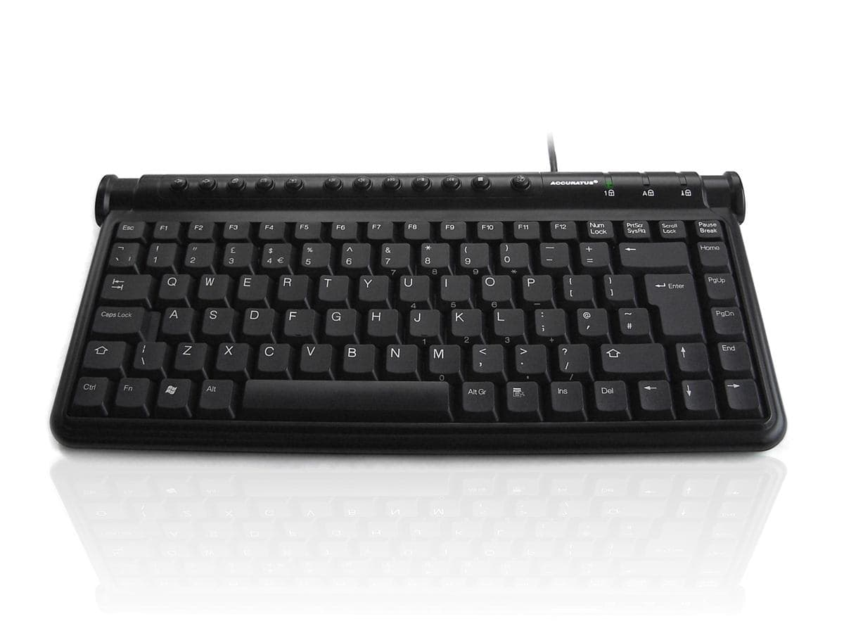 Accuratus Mini Hub 2 tastiera Universale USB QWERTY Inglese UK Nero (Accuratus KYB-MINIHUB2; USB connected mini keyboard with integrated 2 port USB hub in black. Supplied by Hypertec. [1Year warranty]) - Versione UK