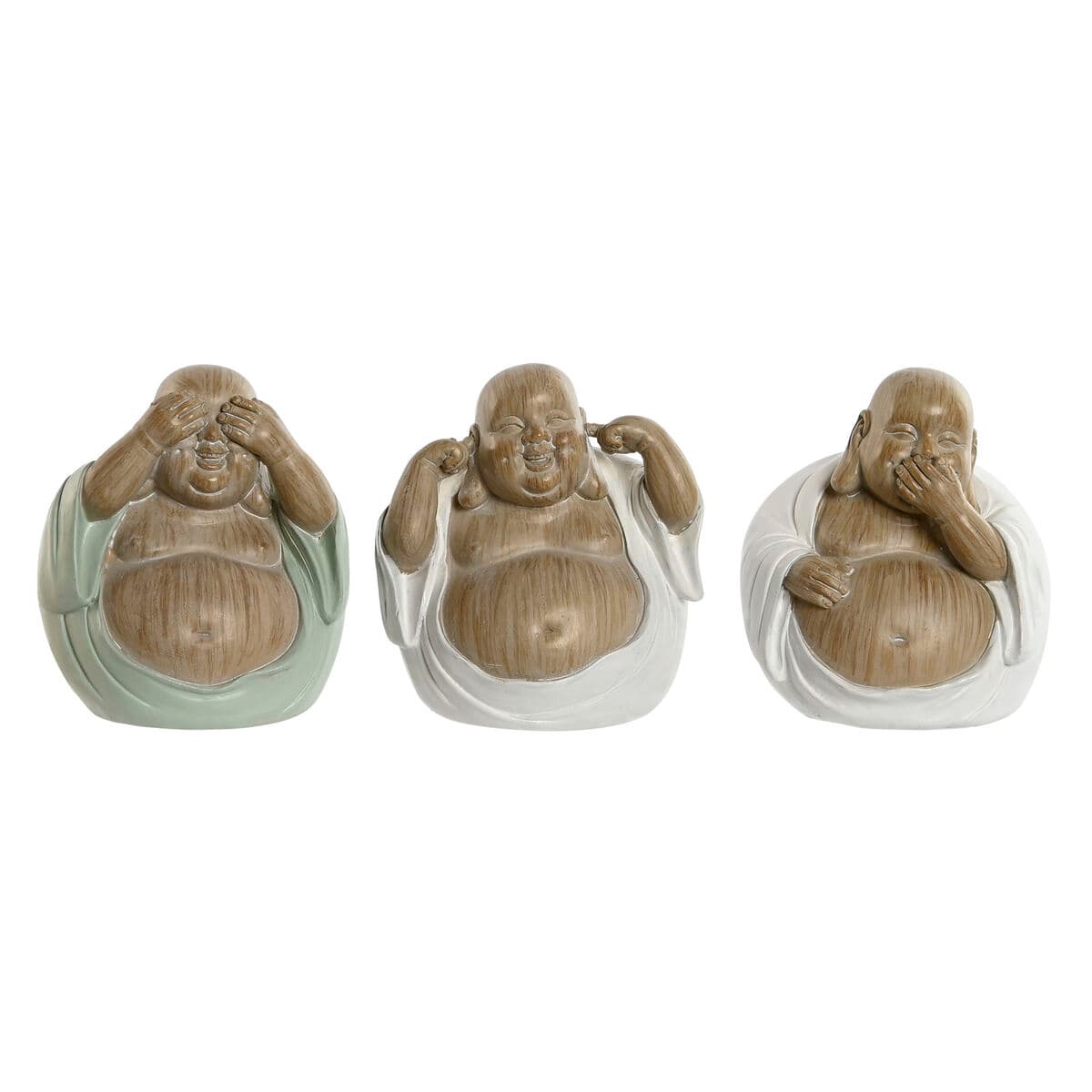 Figura decorativa Home ESPRIT bianca verde Buddha 10 x 9 x 1