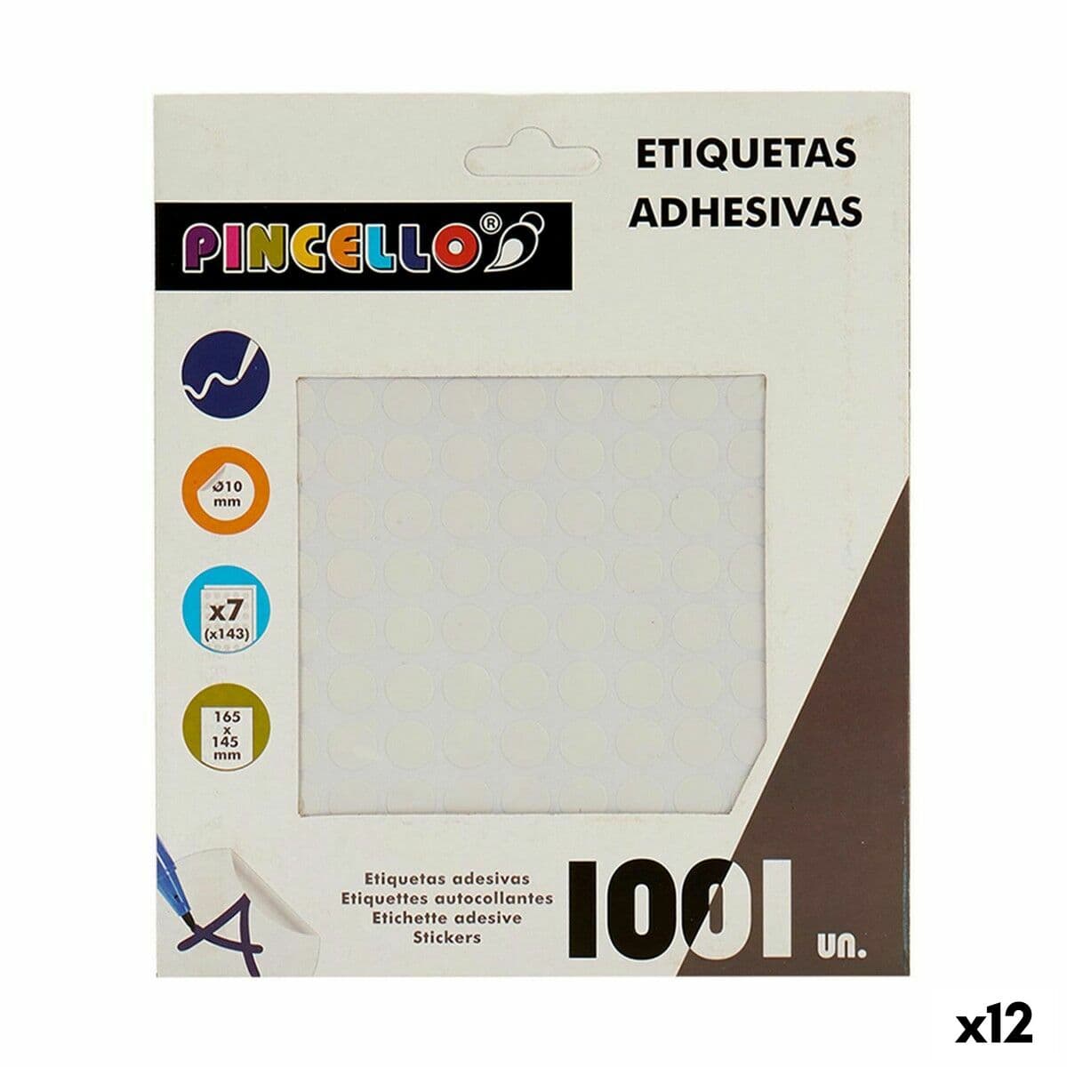 Etichette adesive Pincello bianche Ø 10 mm 12 unità