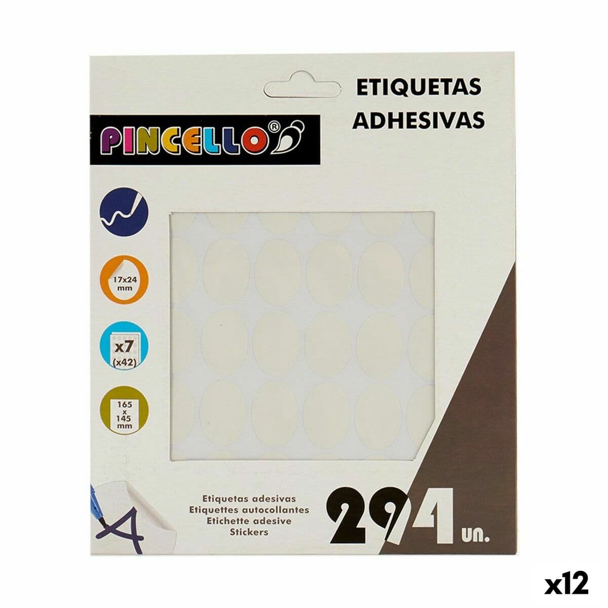 Etichette adesive Pincello bianche ovali 12 unità