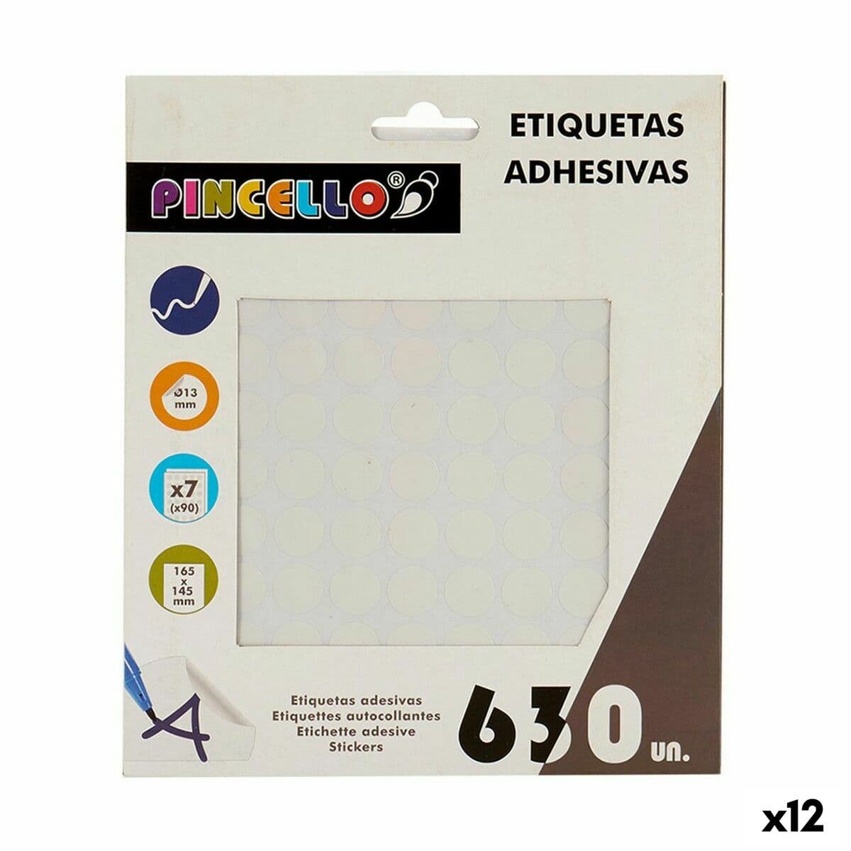 Etichette adesive Pincello bianche Ø 13 mm 12 unità