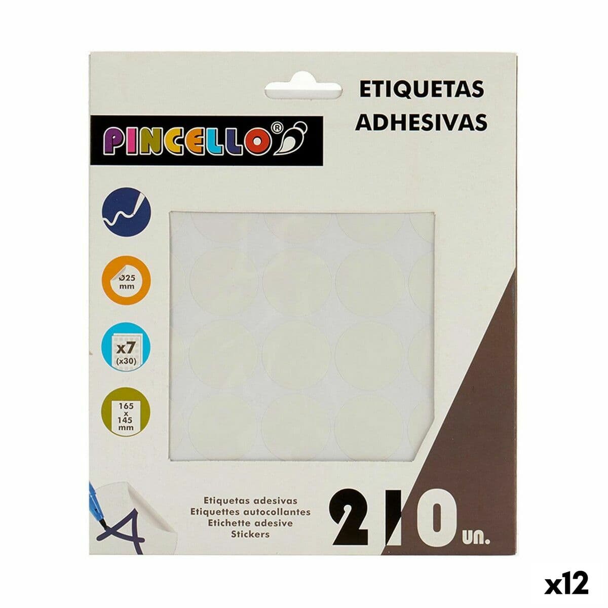 Etichette adesive Pincello bianche Ø 25 mm 12 unità