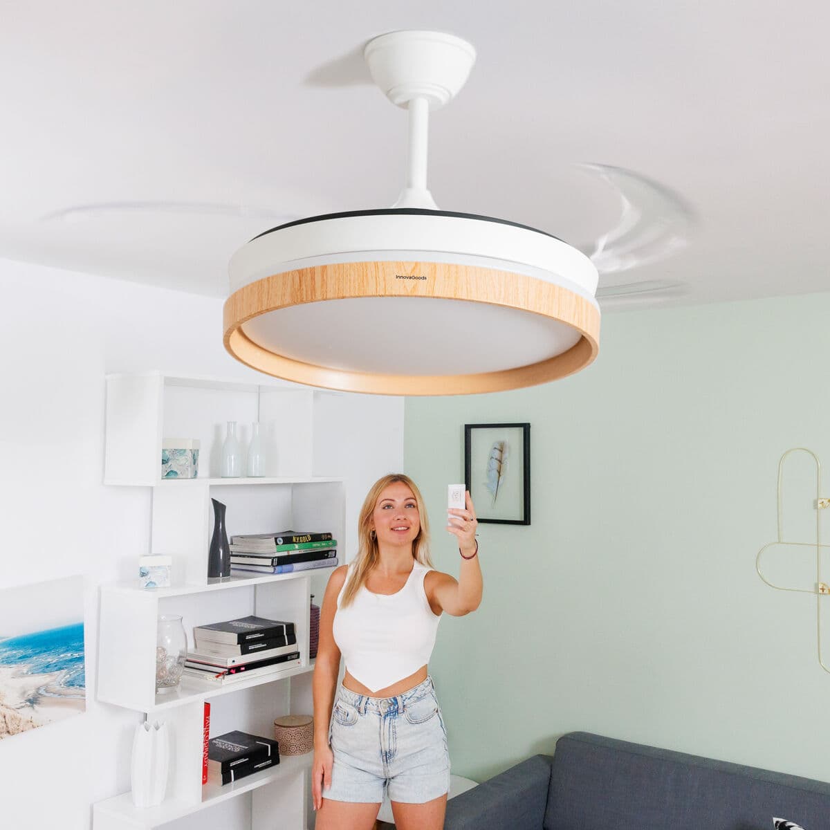 Ventilatore da Soffitto con Luce LED e 4 Pale Retrattili Wot